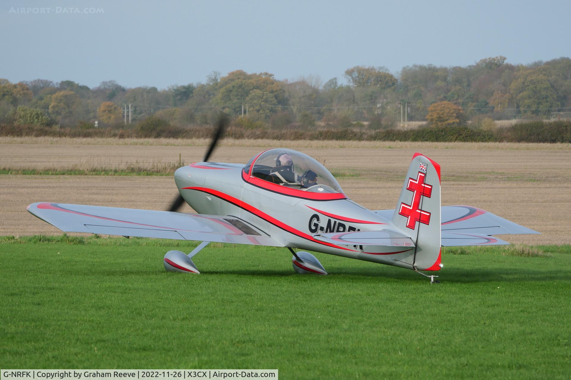 G-NRFK, 2013 Vans RV-8 C/N PFA 303-14135, Departing from Northrepps.