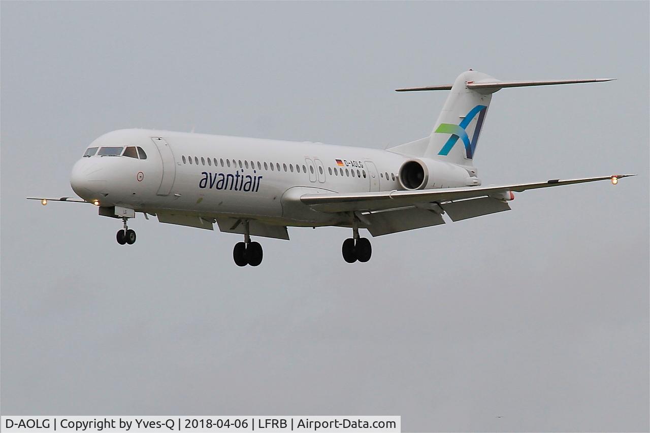 D-AOLG, 1993 Fokker 100 (F-28-0100) C/N 11452, Fokker 100, Short approch rwy 25L, Brest-Bretagne airport (LFRB-BES)