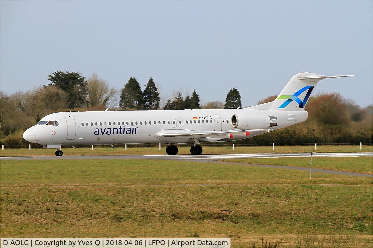 D-AOLG, 1993 Fokker 100 (F-28-0100) C/N 11452, Fokker 100, Take off run rwy 25L, Brest-Bretagne airport (LFRB-BES)