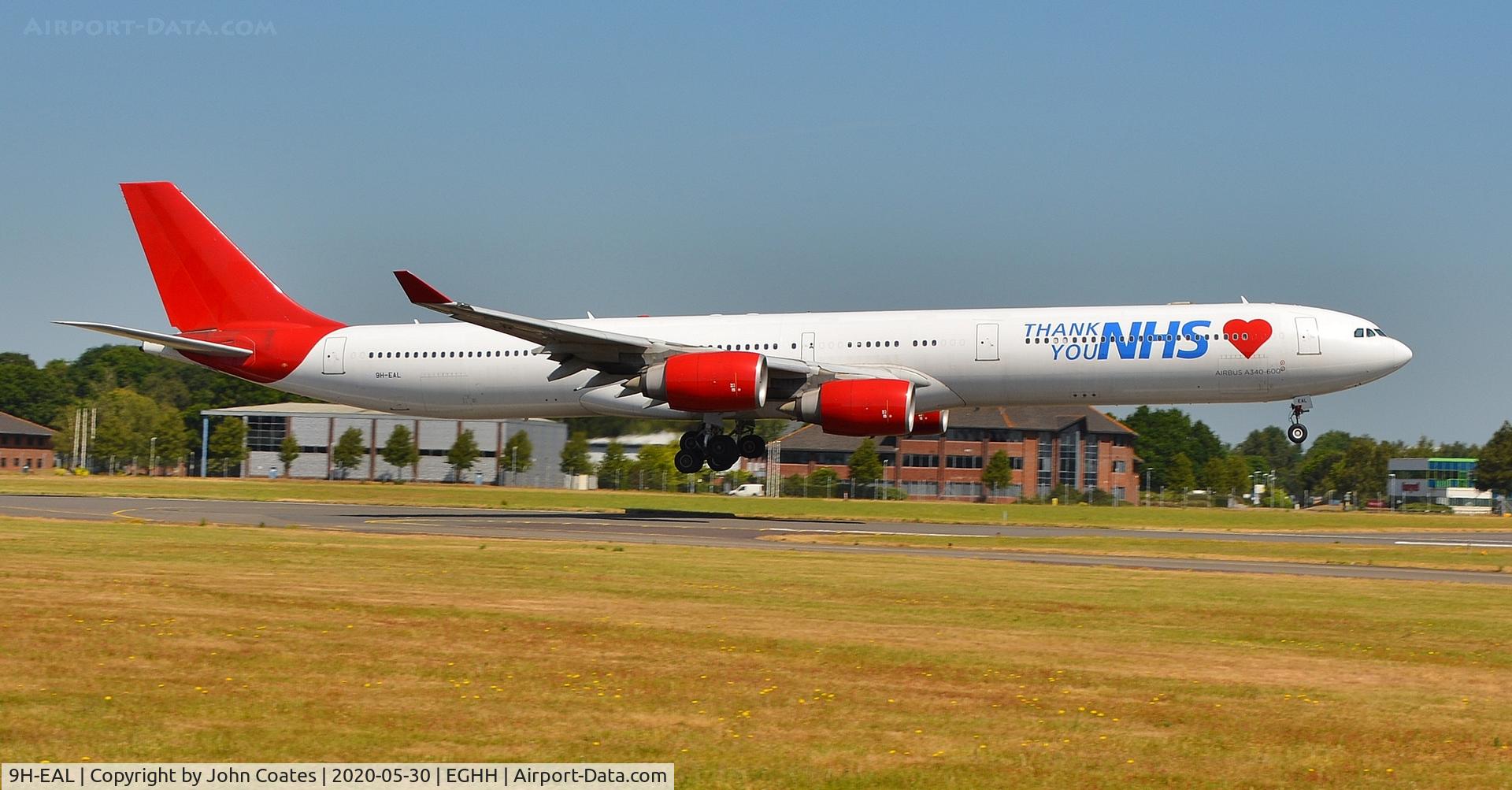 9H-EAL, 2005 Airbus A340-642 C/N 622, About to touchdown on 08