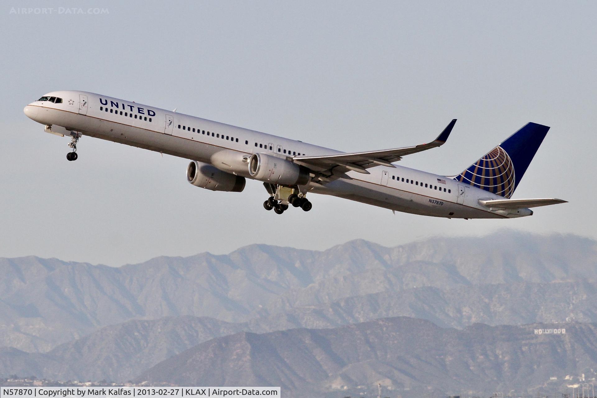 N57870, 2003 Boeing 757-33N C/N 33525, United B753, N57870 departing 25R LAX