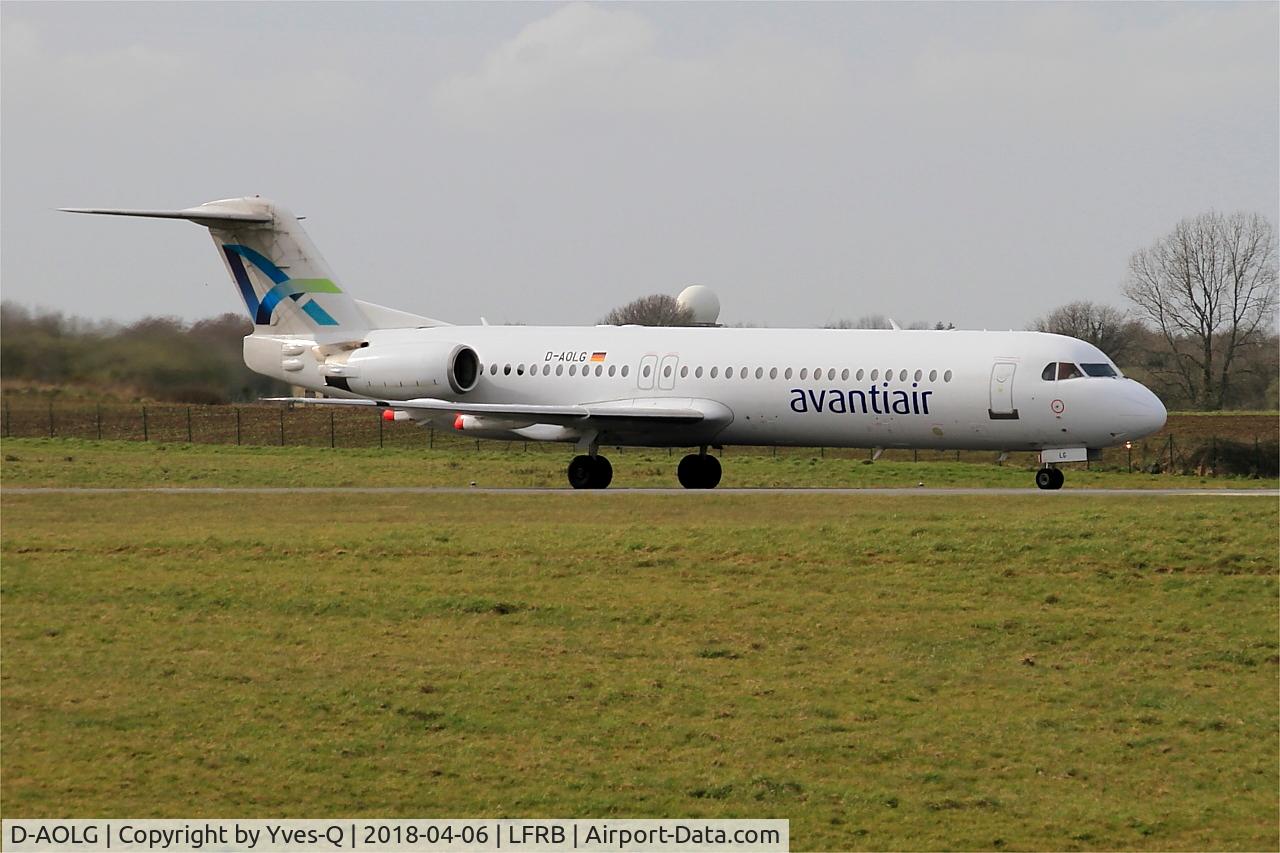 D-AOLG, 1993 Fokker 100 (F-28-0100) C/N 11452, Fokker 100, Taxiing rwy 25L, Brest-Bretagne airport (LFRB-BES)