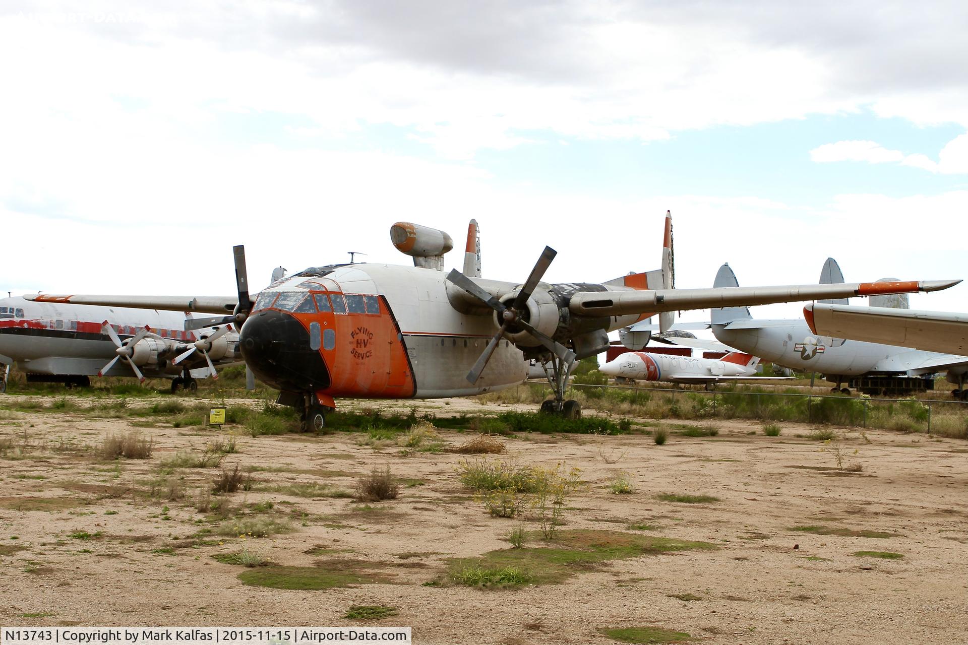 N13743, 1949 Fairchild C-119C Flying Boxcar C/N 10369, Hemet Valley Flying Service Fairchild C-119C Flying Boxcar, N13743 at Pima