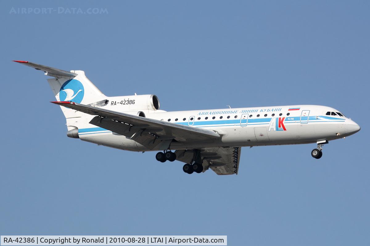 RA-42386, 1990 Yakovlev Yak-42D C/N 4520424016310, at ayt
