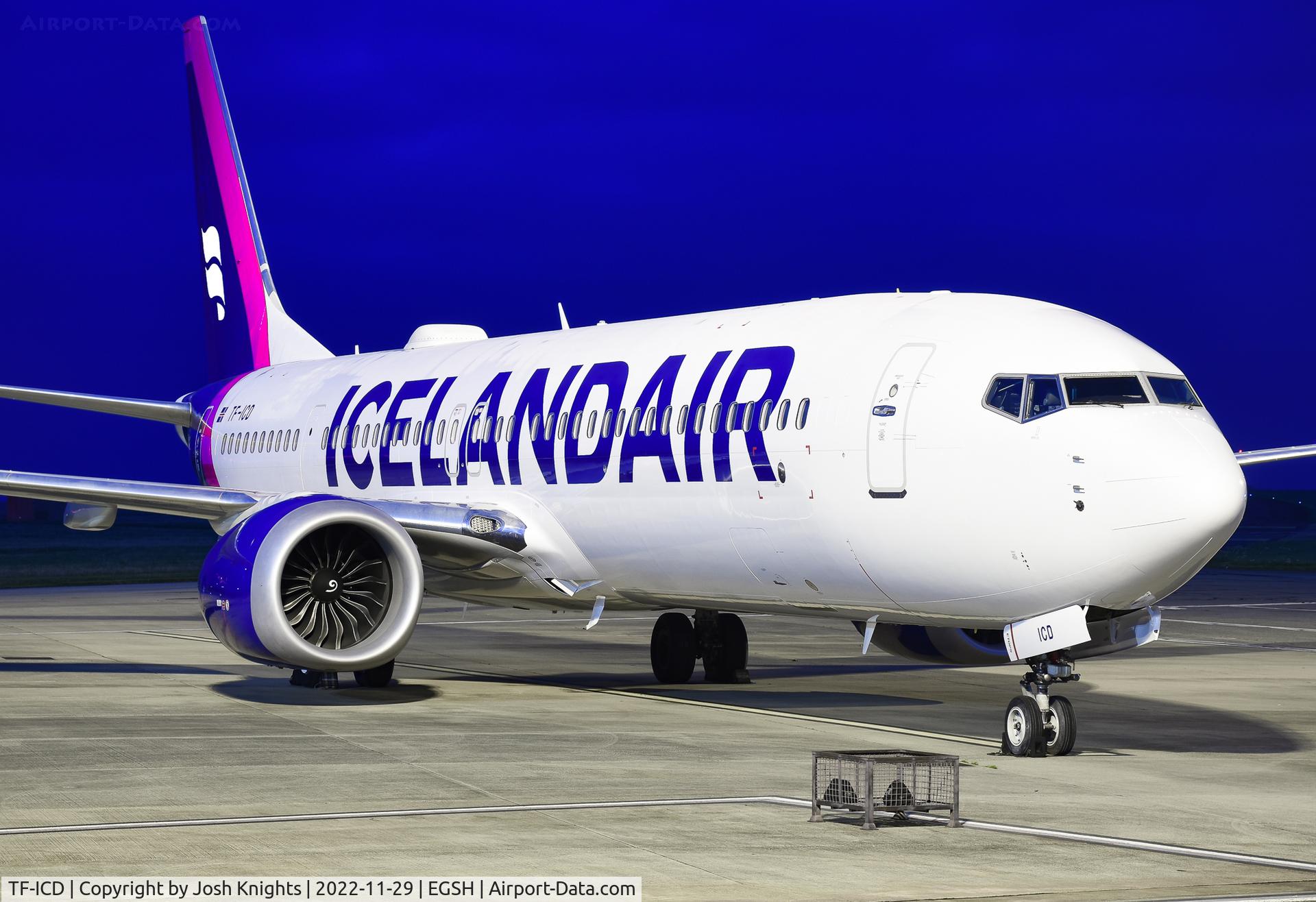 TF-ICD, 2021 Boeing 737-9 MAX C/N 44361, On Stand After Respray Into The New Icelandair Livery.