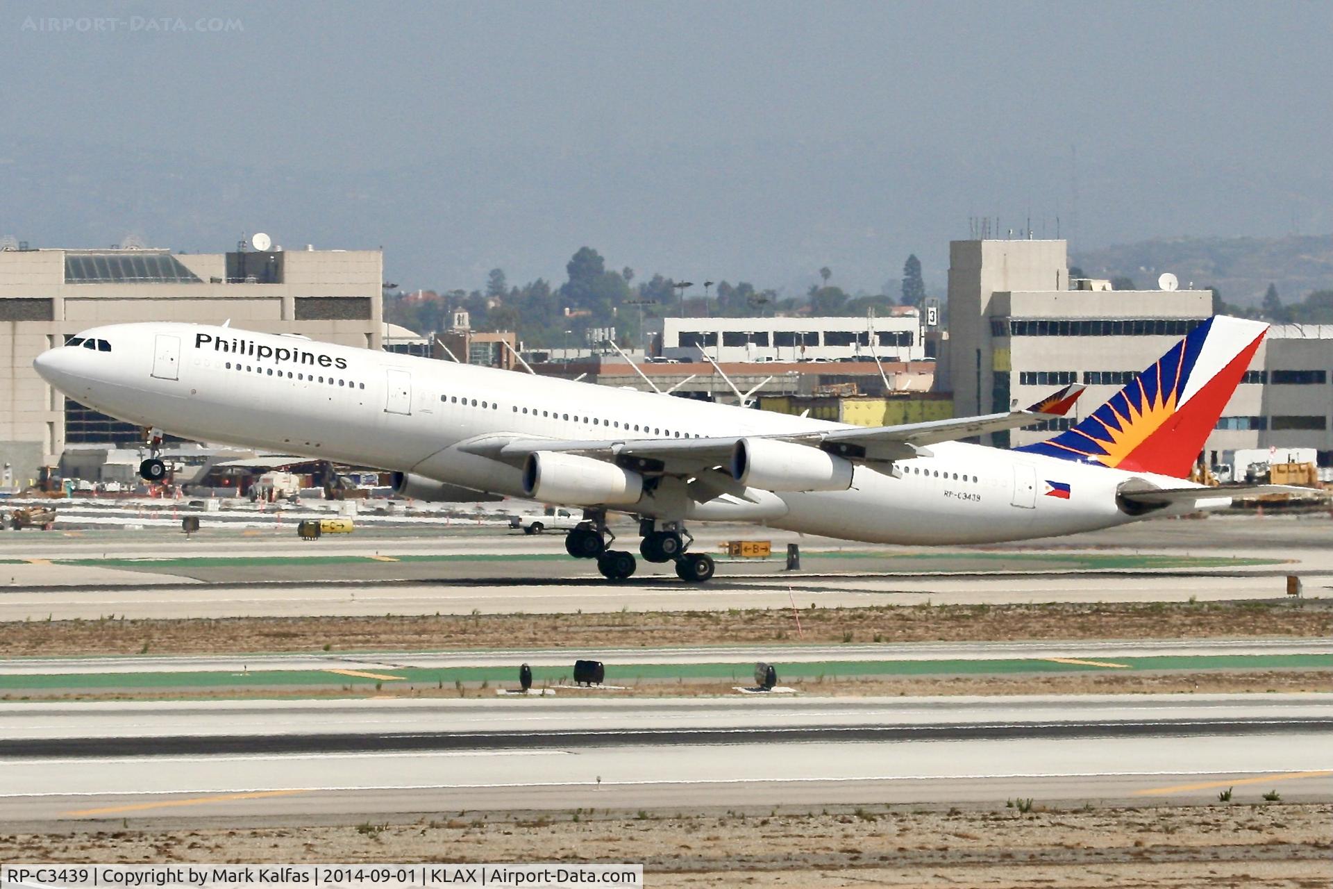 RP-C3439, 2002 Airbus A340-313 C/N 459, Philippines Airbus A340-313, RP-C3439 departing 25R KLAX