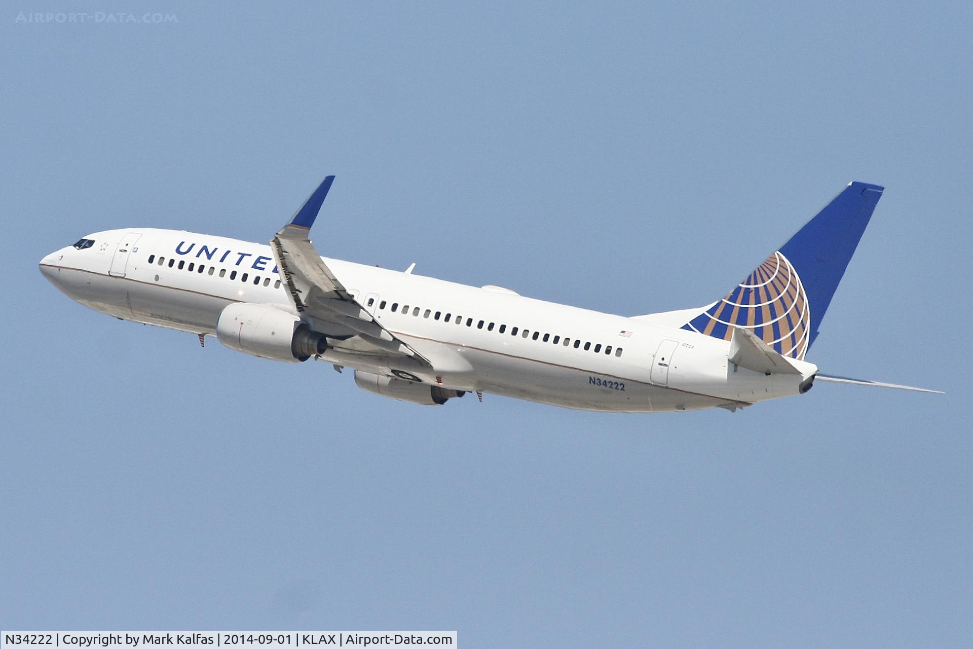 N34222, 1998 Boeing 737-824 C/N 28931, United Boeing 737-824, N34222 departing LAX