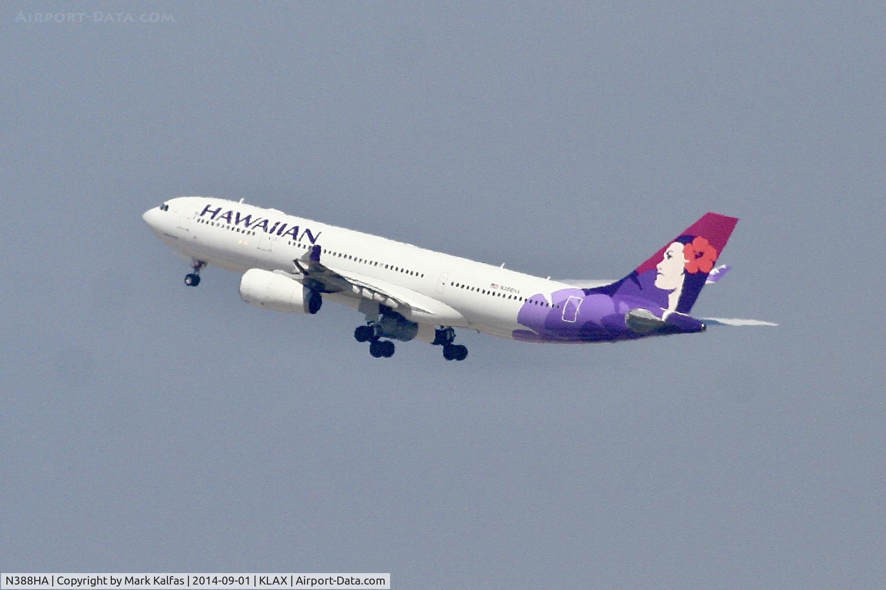 N388HA, 2012 Airbus A330-243 C/N 1310, Hawaiian Airbus A330-243, N388HA (Nahiku) departing 24L LAX