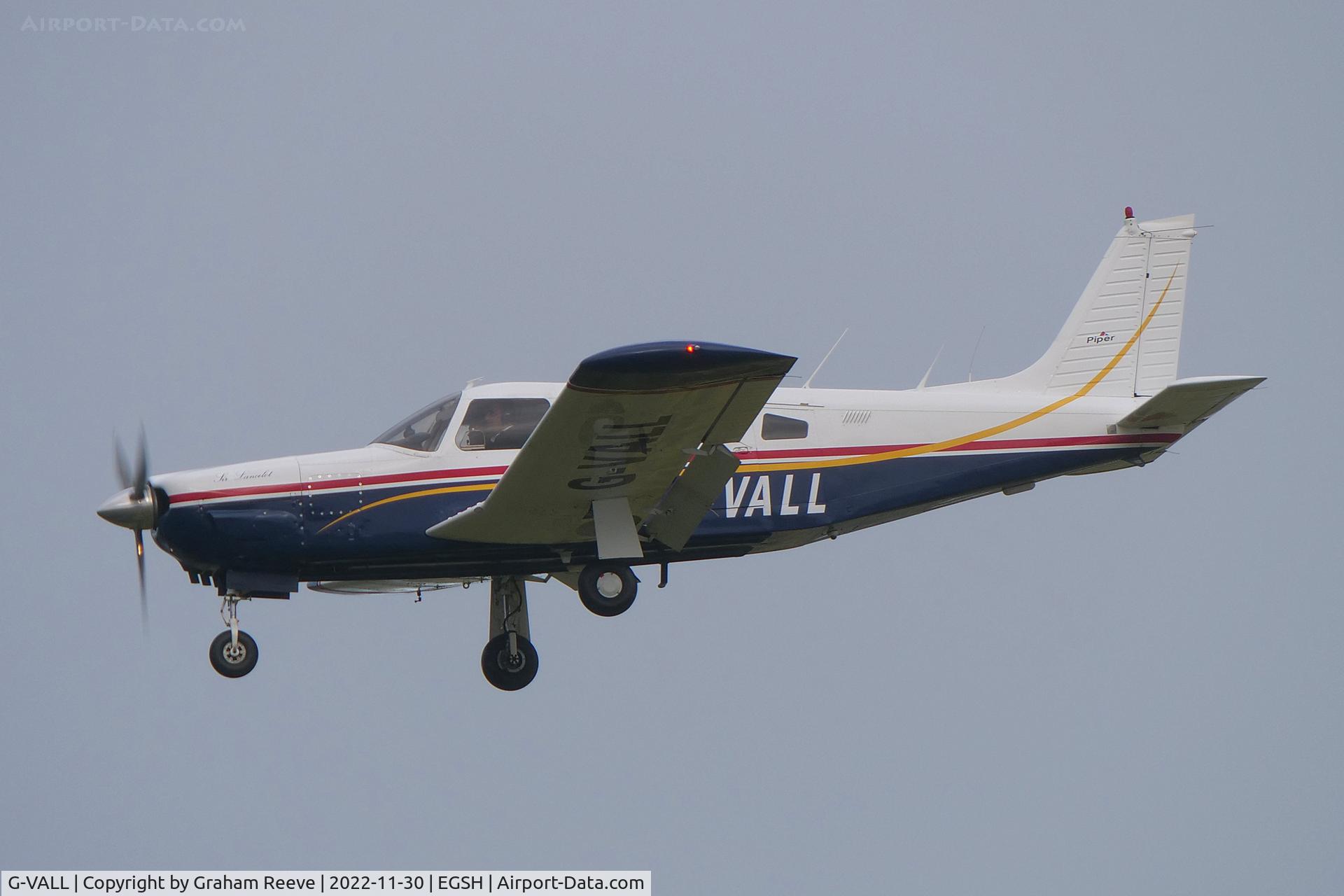 G-VALL, 1978 Piper PA-32R-300 Cherokee Lance C/N 32R-7780515, Landing at Norwich.