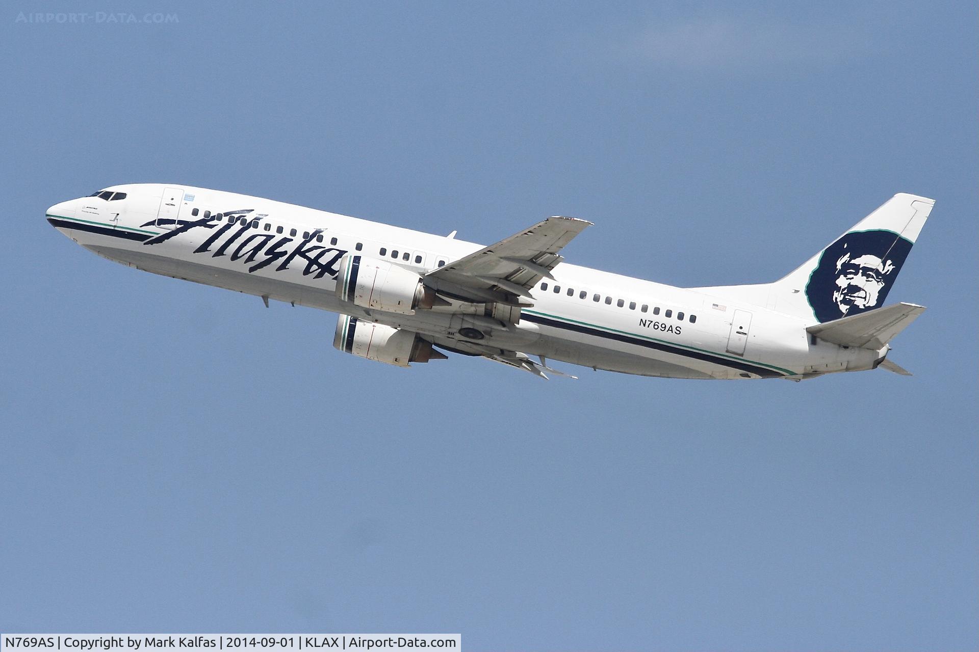 N769AS, 1993 Boeing 737-4Q8 C/N 25103, Alaska Boeing 737-4Q8, N769AS departing 25R LAX