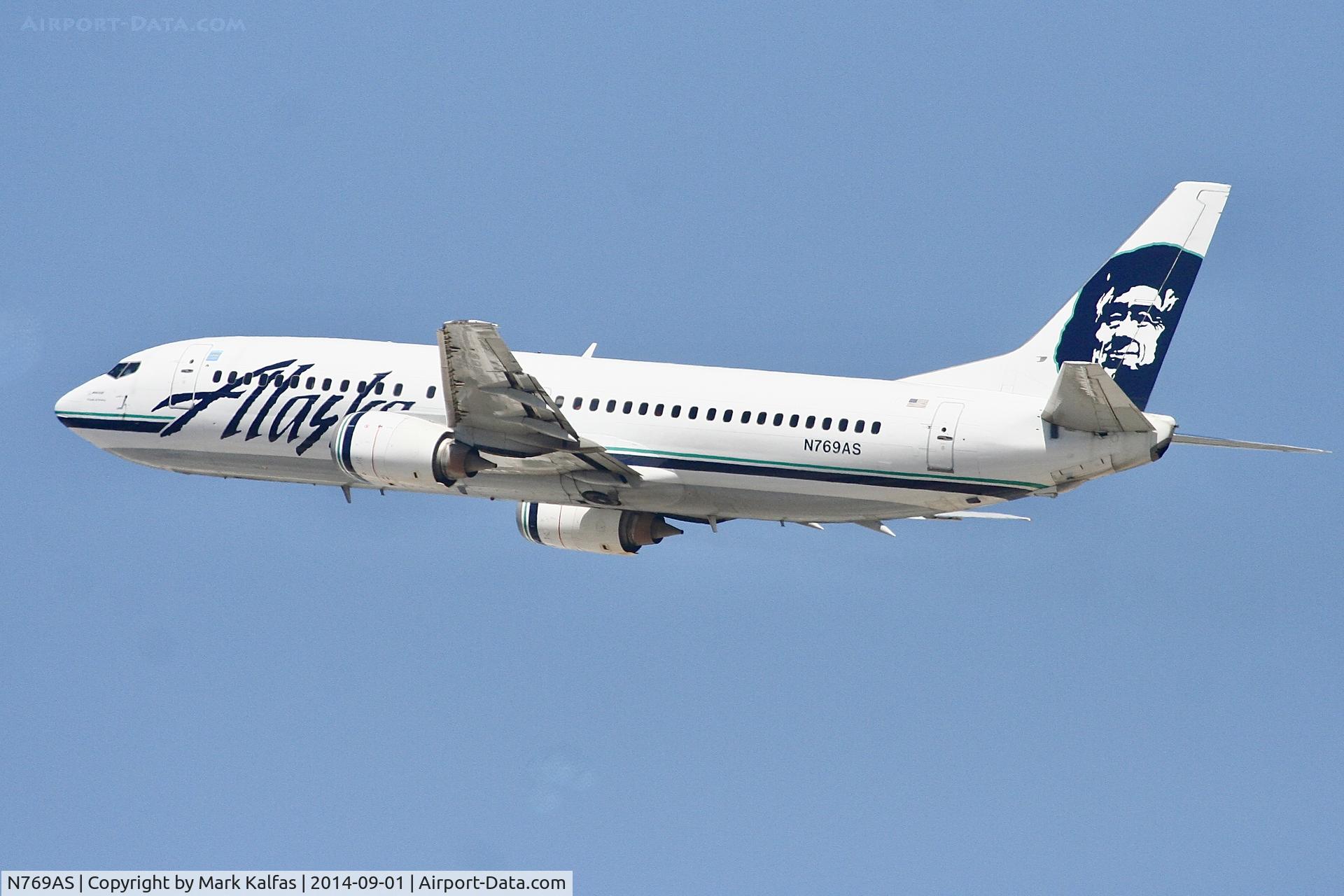 N769AS, 1993 Boeing 737-4Q8 C/N 25103, Alaska Boeing 737-4Q8, N769AS departing 25R LAX