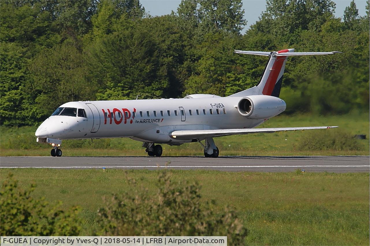 F-GUEA, 2000 Embraer EMB-145MP (ERJ-145MP) C/N 145342, Embraer EMB-145MP, Ready to take off rwy 25L, Brest-Bretagne airport (LFRB-BES)