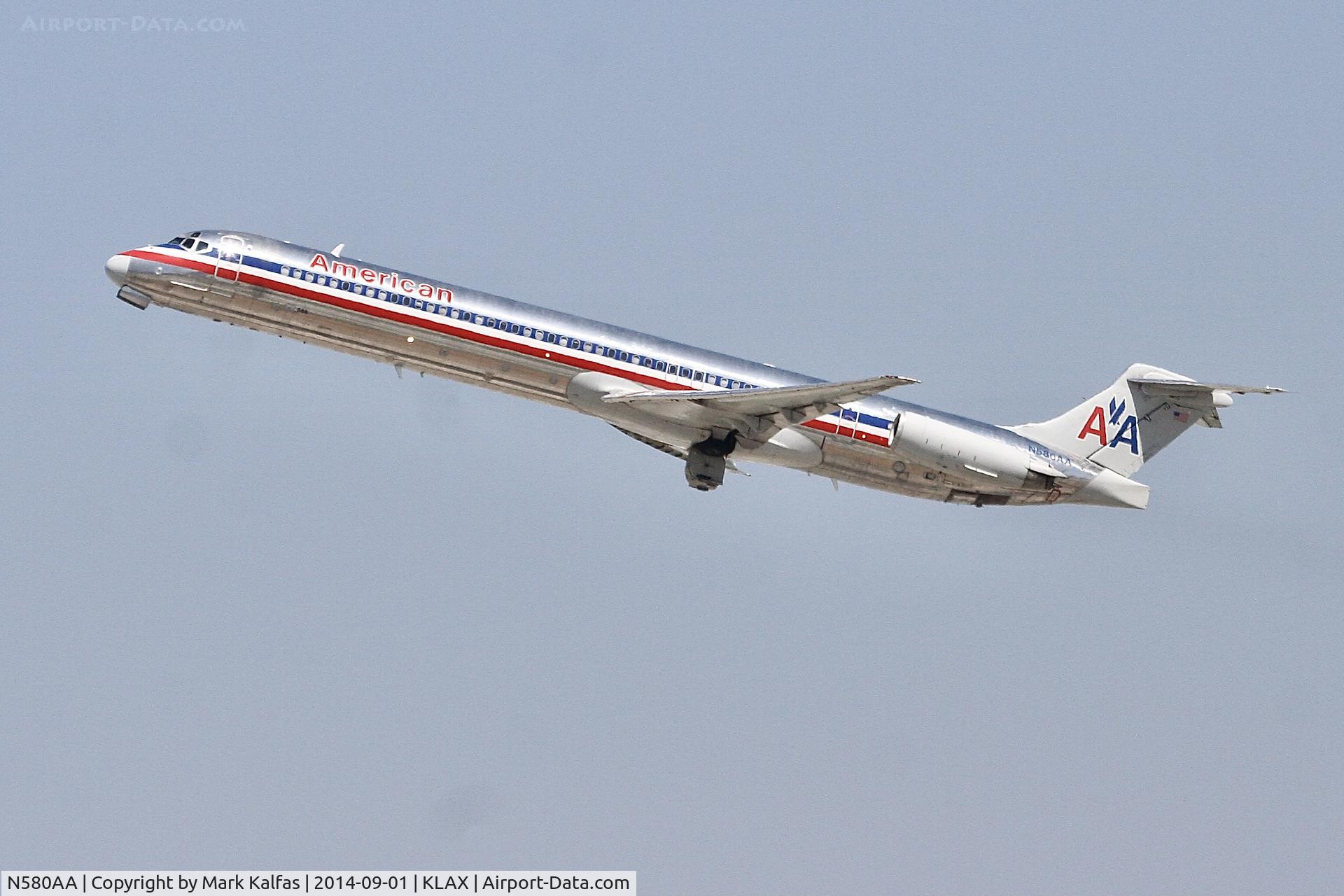 N580AA, 1991 McDonnell Douglas MD-82 (DC-9-82) C/N 53157, American McDonnell Douglas MD-82, N580AA departing 25R LAX