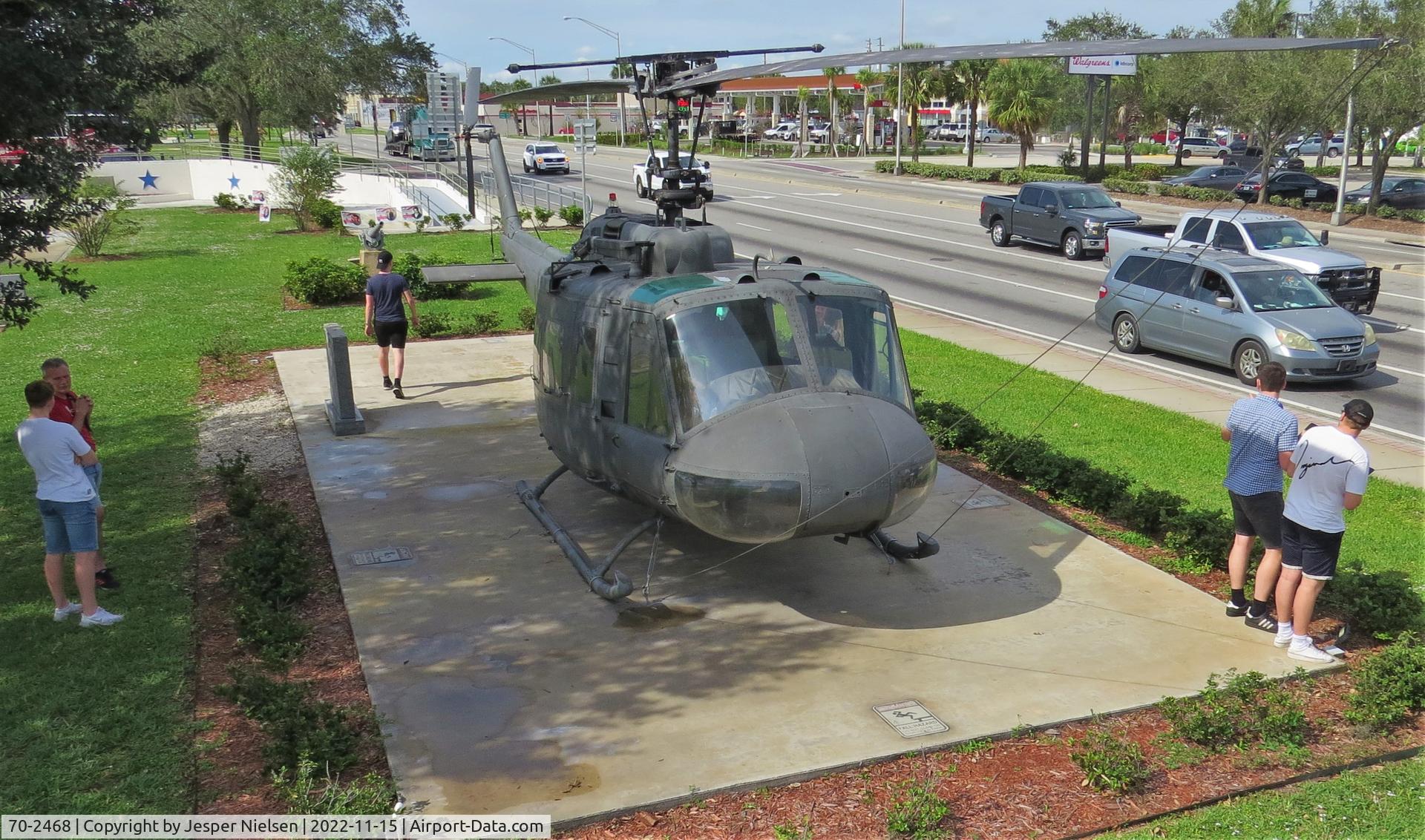 70-2468, 1970 Bell HH-1H Iroquois C/N 17112, On display at the corner of NW Park St & S Parrott Ave, Okeechobee, FL. - Veterans Park/Flagler Park