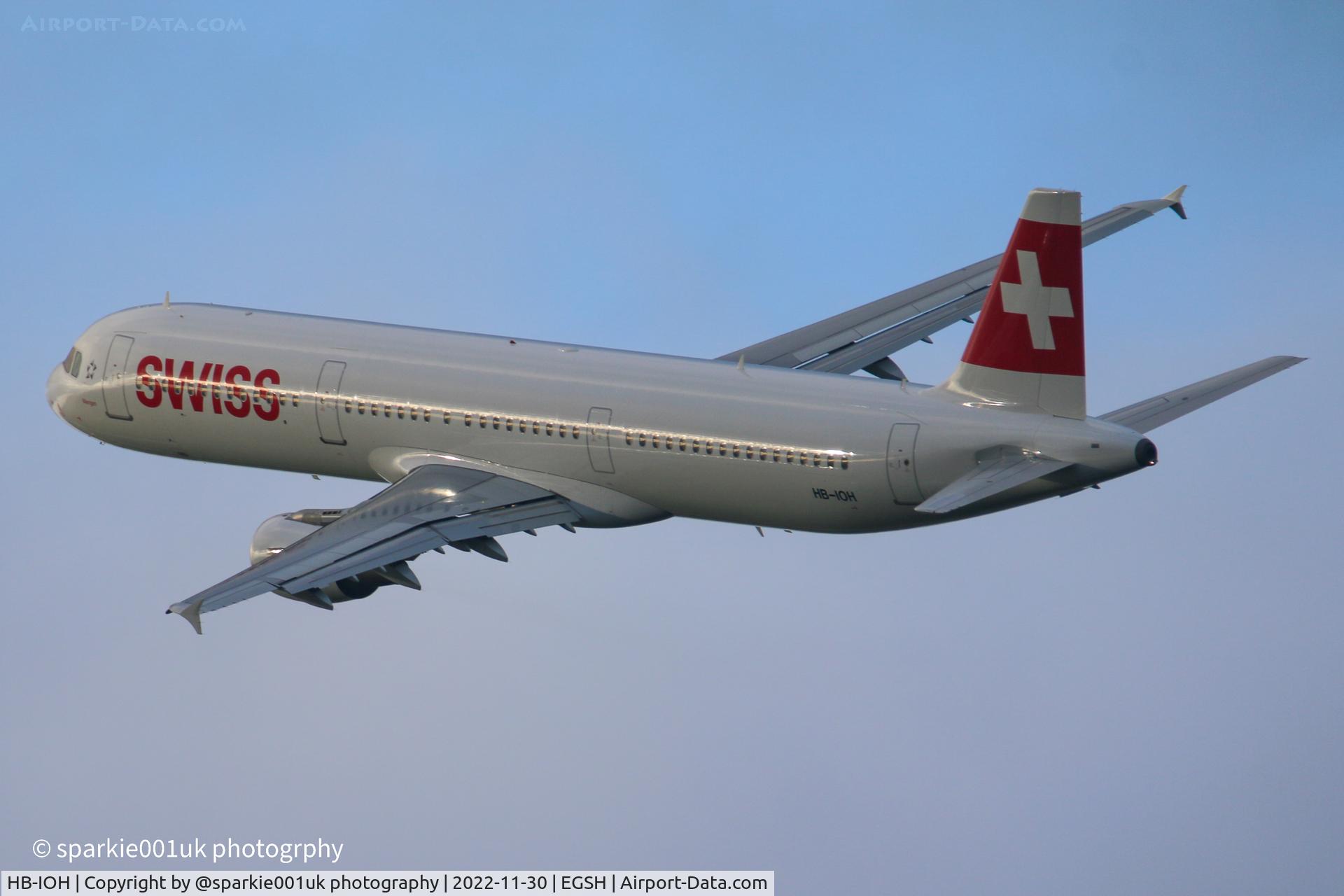 HB-IOH, 1997 Airbus A321-111 C/N 664, Departing Norwich following refresh on the livery