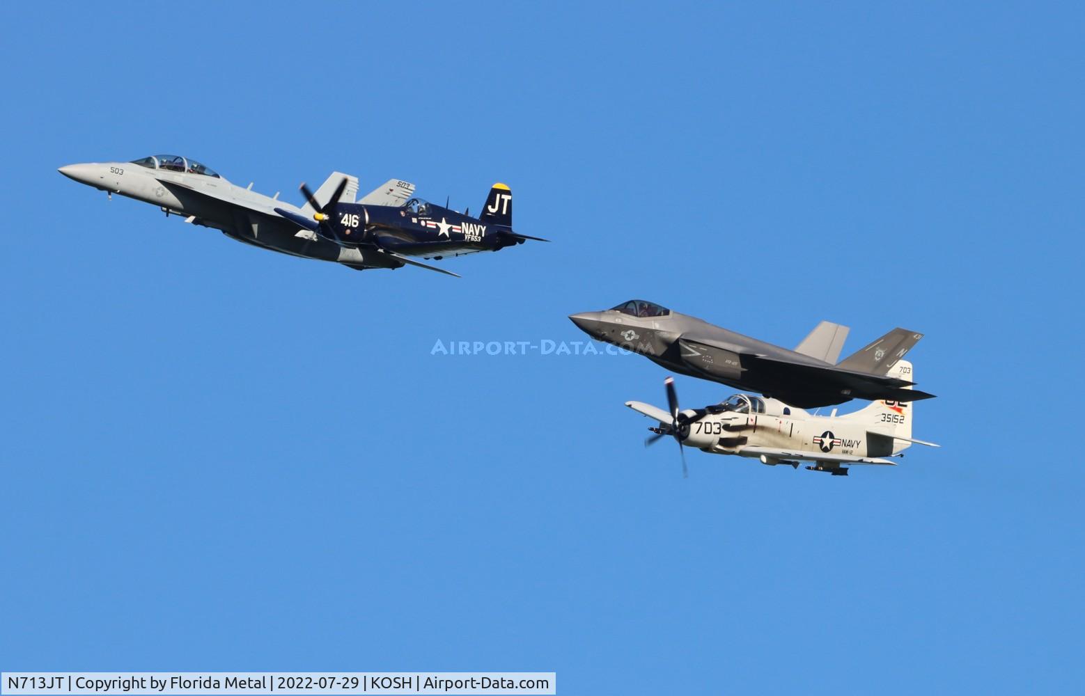 N713JT, 1945 Vought F4U-4B Corsair C/N 97143, Legacy Flight