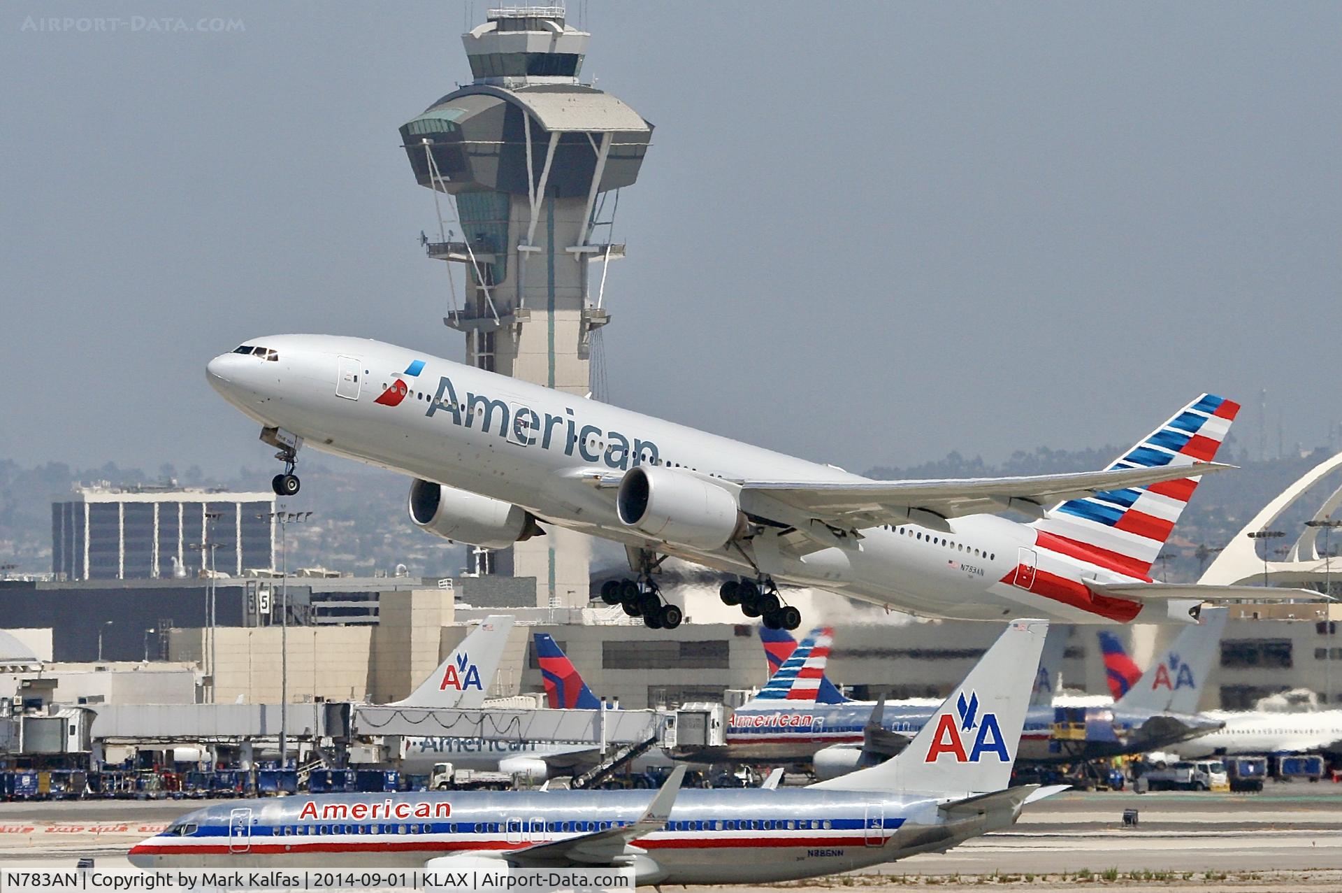 N783AN, 2000 Boeing 777-223 C/N 30004, American N783AN Boeing 777-223 departing 25R LAX