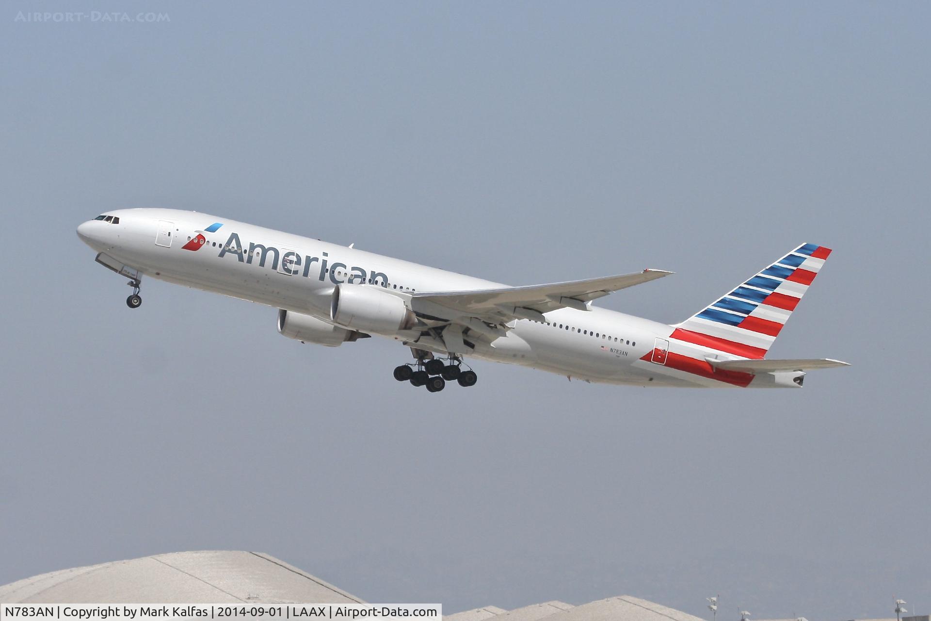 N783AN, 2000 Boeing 777-223 C/N 30004, American N783AN Boeing 777-223 departing 25R LAX