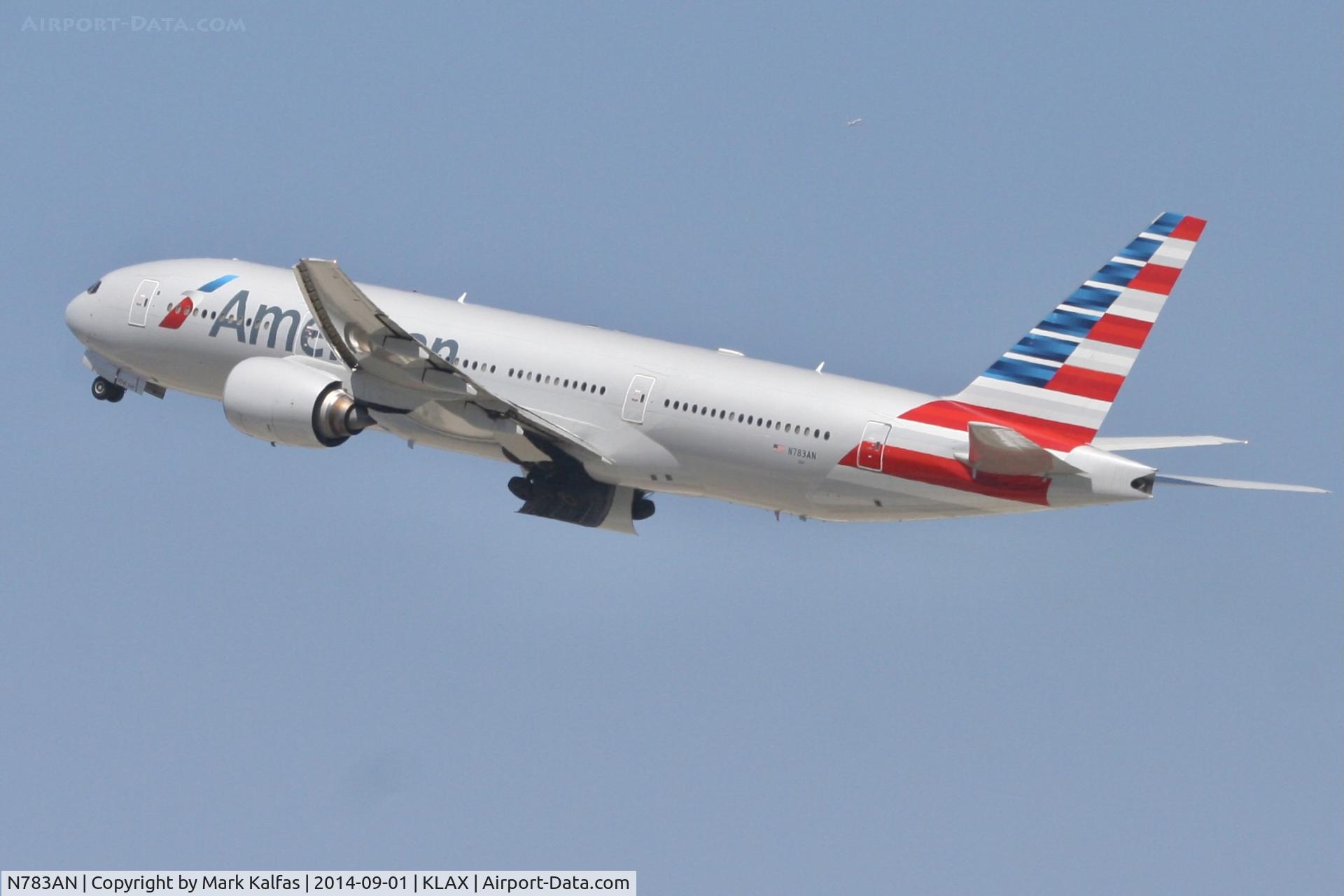 N783AN, 2000 Boeing 777-223 C/N 30004, American N783AN Boeing 777-223 departing 25R LAX