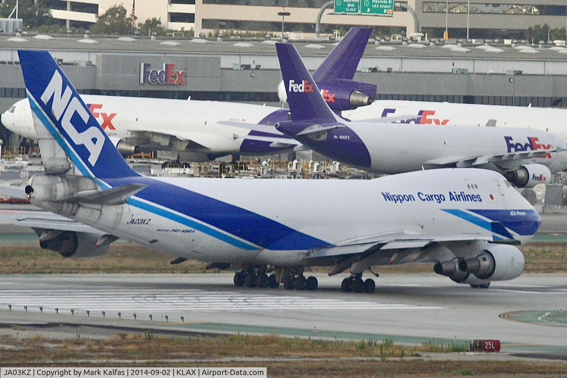 JA03KZ, 2006 Boeing 747-4KZF (SCD) C/N 34018, NCA Boeing 747-4KZF, JA03KZ ready to depart 25L LAX