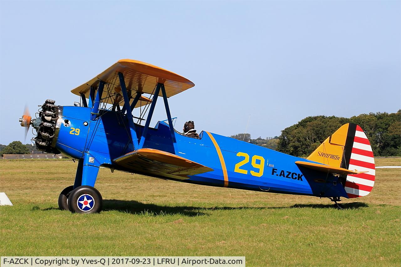 F-AZCK, 1941 Boeing A75N1 (PT-17) C/N 75-1653, Boeing A75N1, Taxiing, Morlaix-Ploujean airport (LFRU-MXN) air show 2017