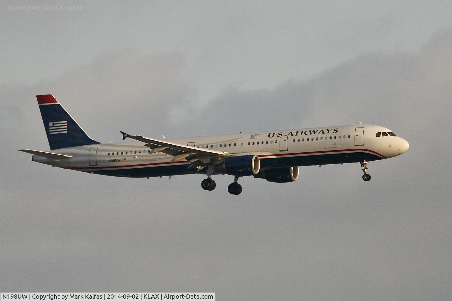 N198UW, 2013 Airbus A321-211 C/N 5444, US AIRWAYS Airbus A321-211, N198UW on final approach to 25L LAX