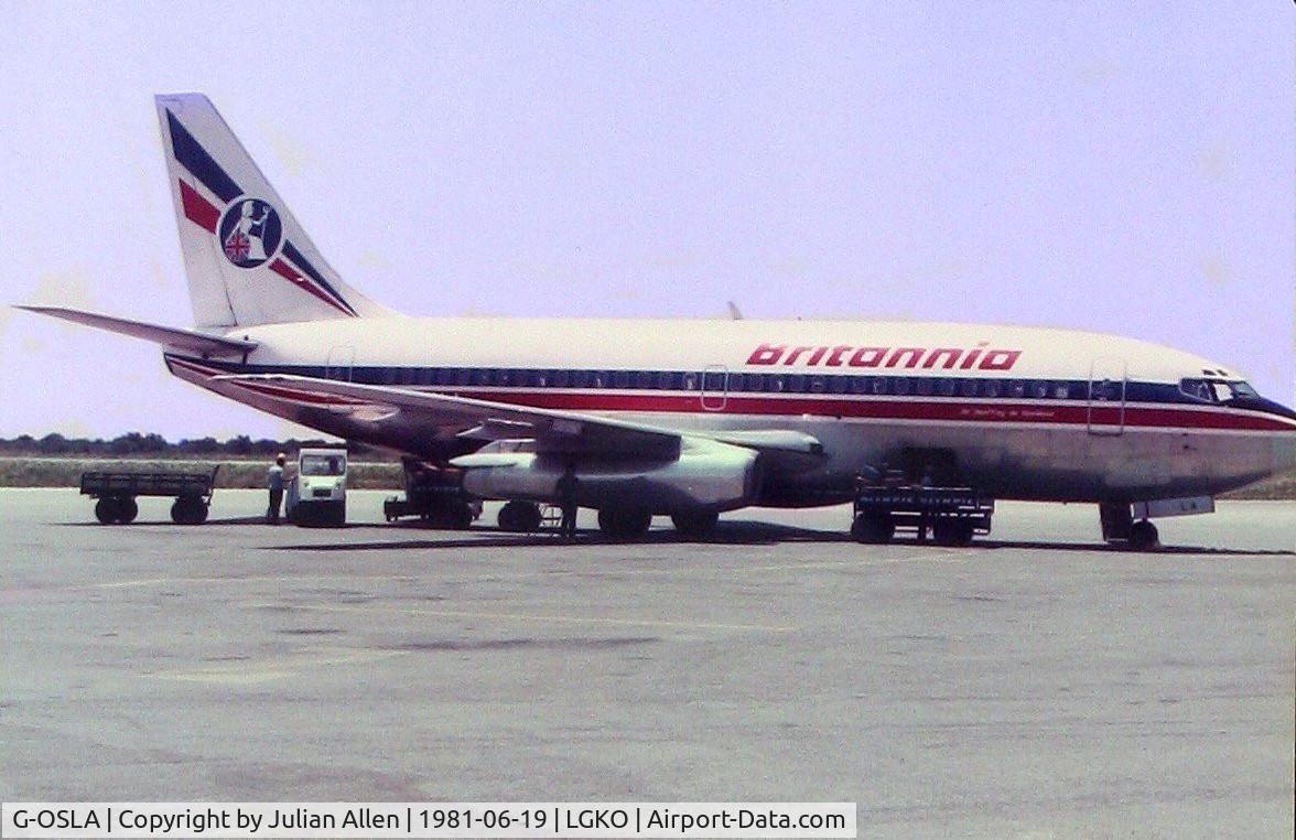 G-OSLA, 1981 Boeing 737-2U4 C/N 22576, Taken at Kos June 1981
