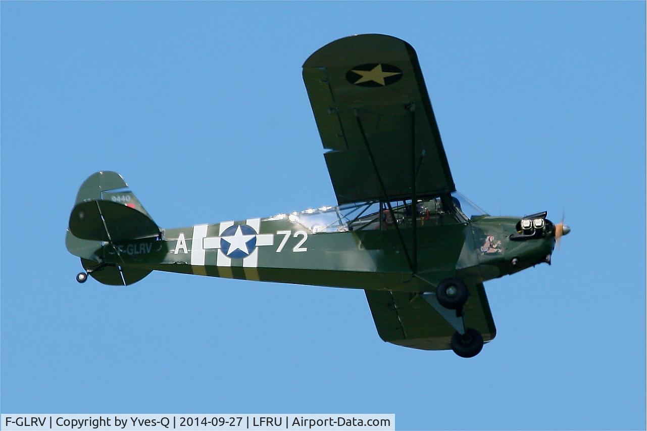 F-GLRV, Piper L-4B Grasshopper C/N 9440, Piper J3C-65, On display, Morlaix-Ploujean airport (LFRU-MXN) air show in september 2014