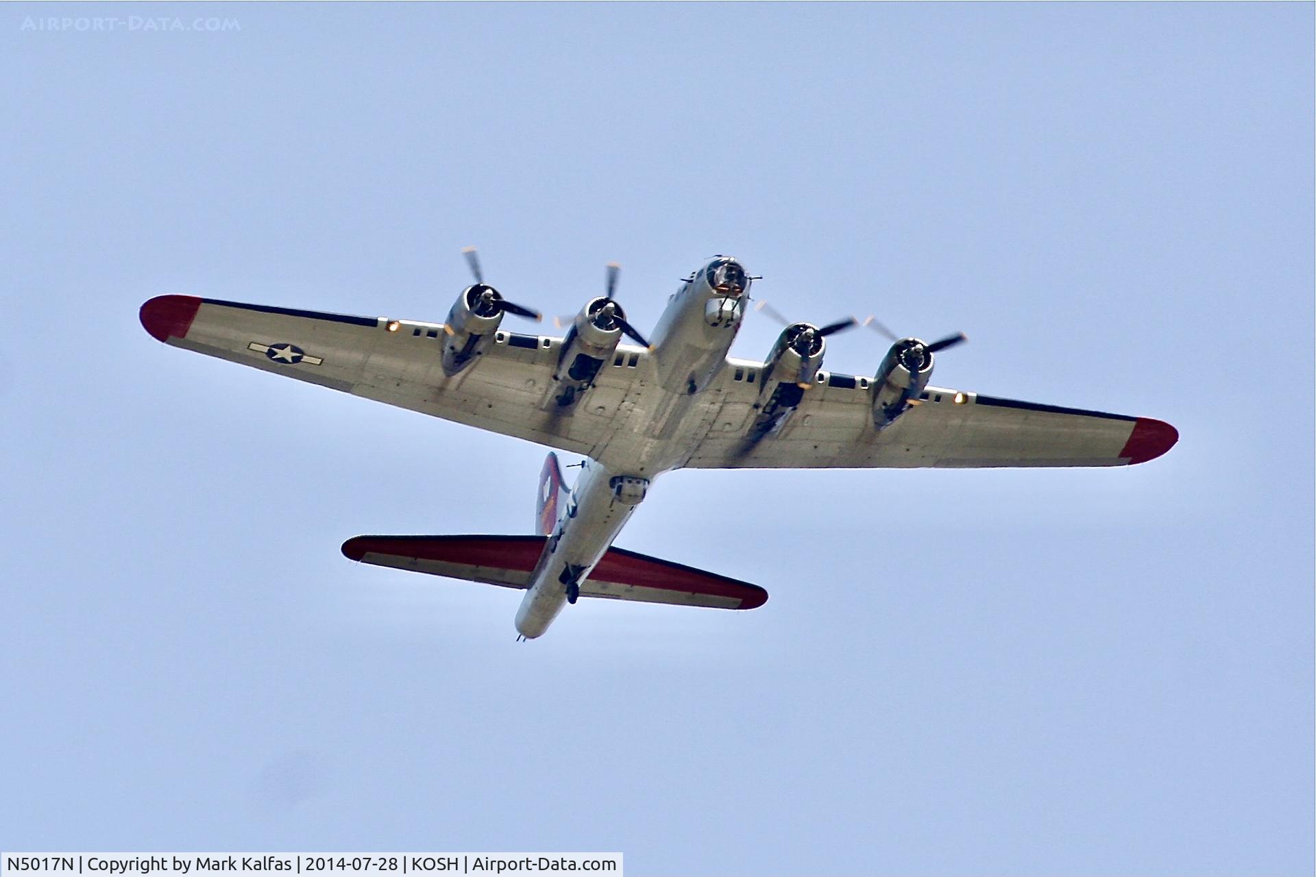 N5017N, 1944 Lockheed/Vega (Boeing) B-17G-105-VE Flying Fortress C/N 8649, Aluminum Overcast, B-17G-105-VE, s/n 44-85740, N5017N overhead at OSH