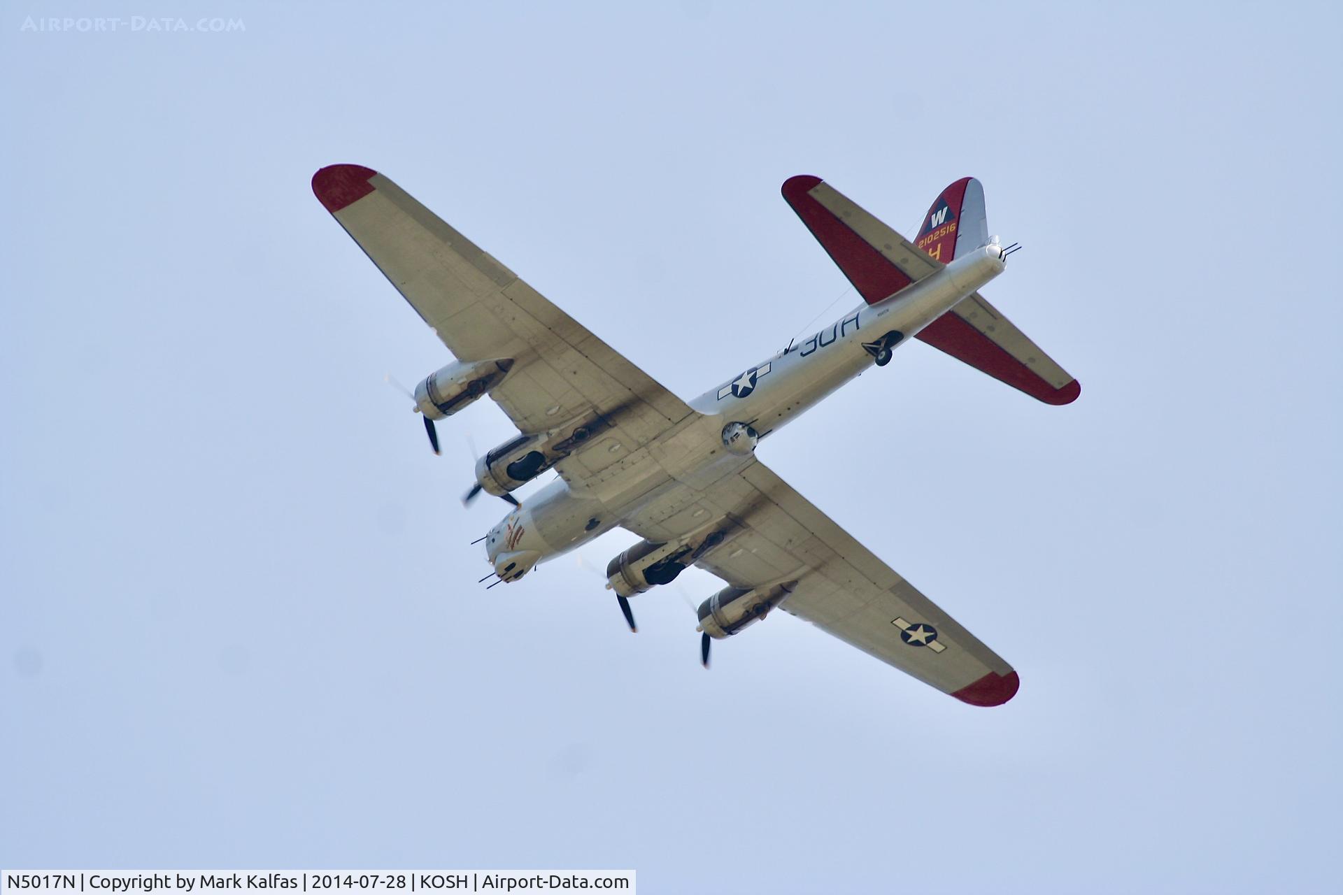 N5017N, 1944 Lockheed/Vega (Boeing) B-17G-105-VE Flying Fortress C/N 8649, Aluminum Overcast, B-17G-105-VE, s/n 44-85740, N5017N overhead at OSH