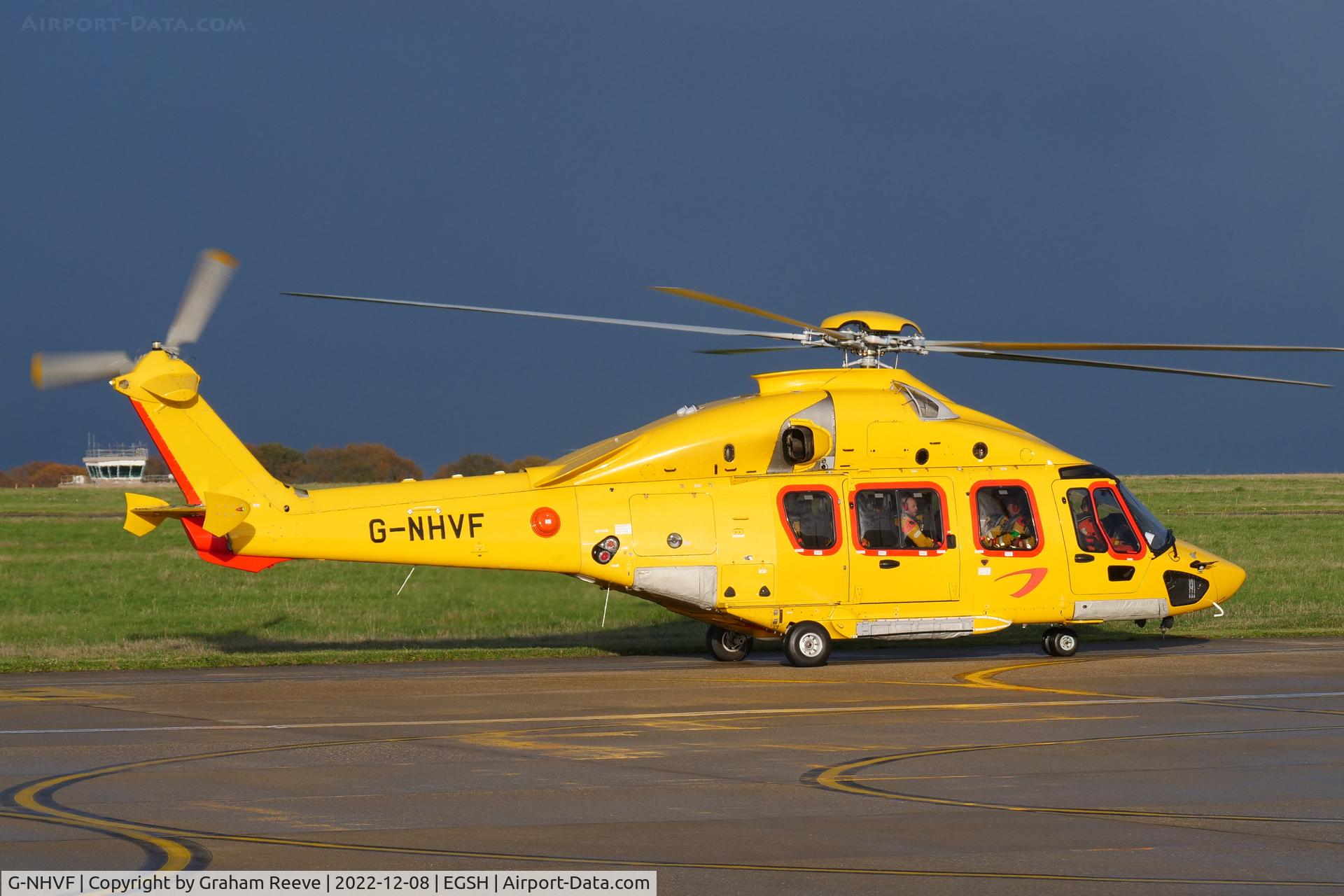 G-NHVF, 2015 Airbus Helicopters EC-175B C/N 5005, Departing from Norwich.