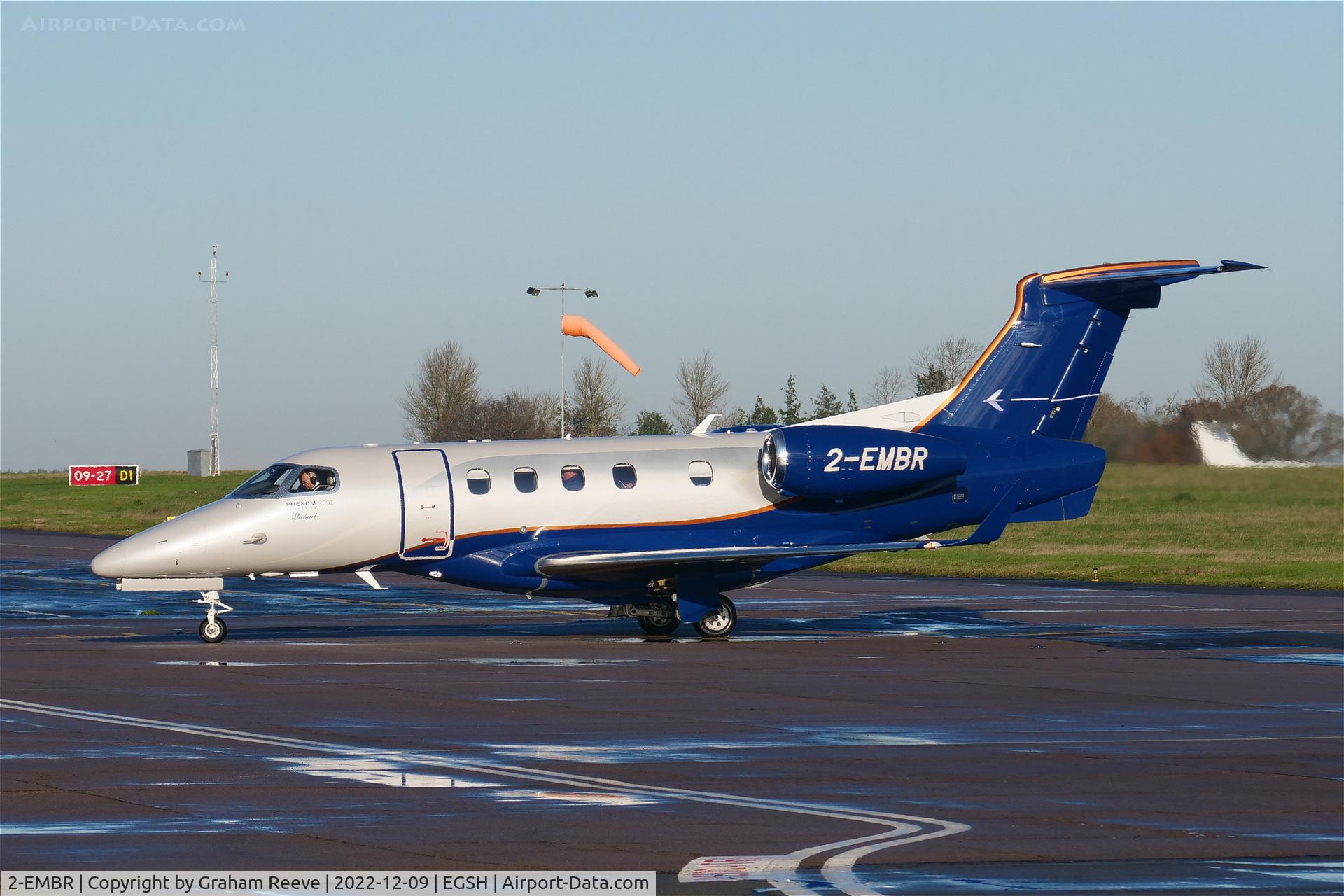 2-EMBR, 2019 Embraer EMB-505 Phenom 300 C/N 50500544, Just landed at Norwich.