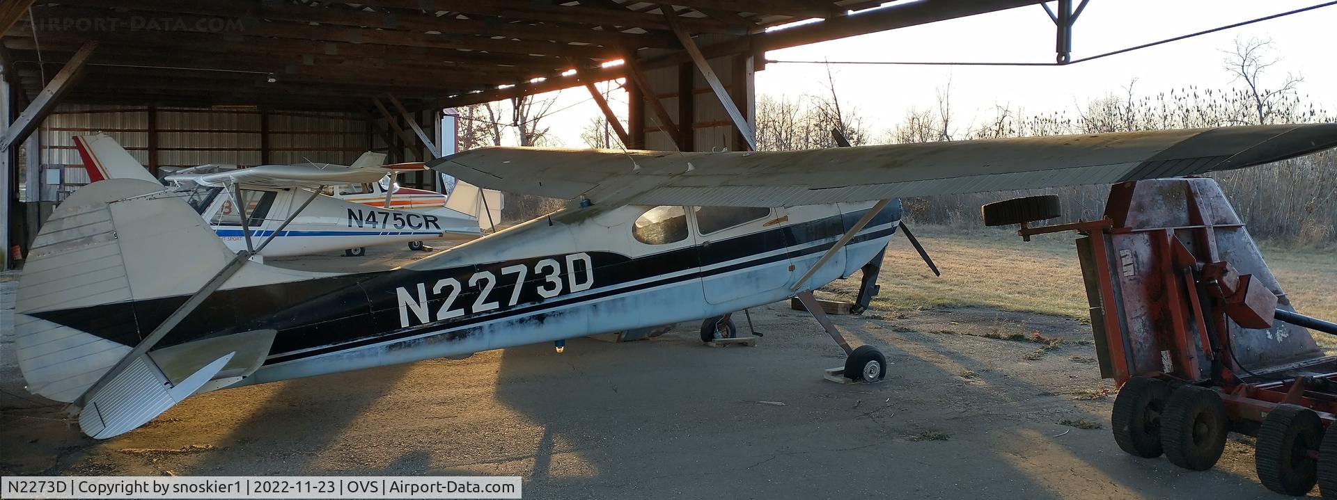 N2273D, 1952 Cessna 170B C/N 20425, Found in open barn at OVS. Appears to have been unmoved for many years.