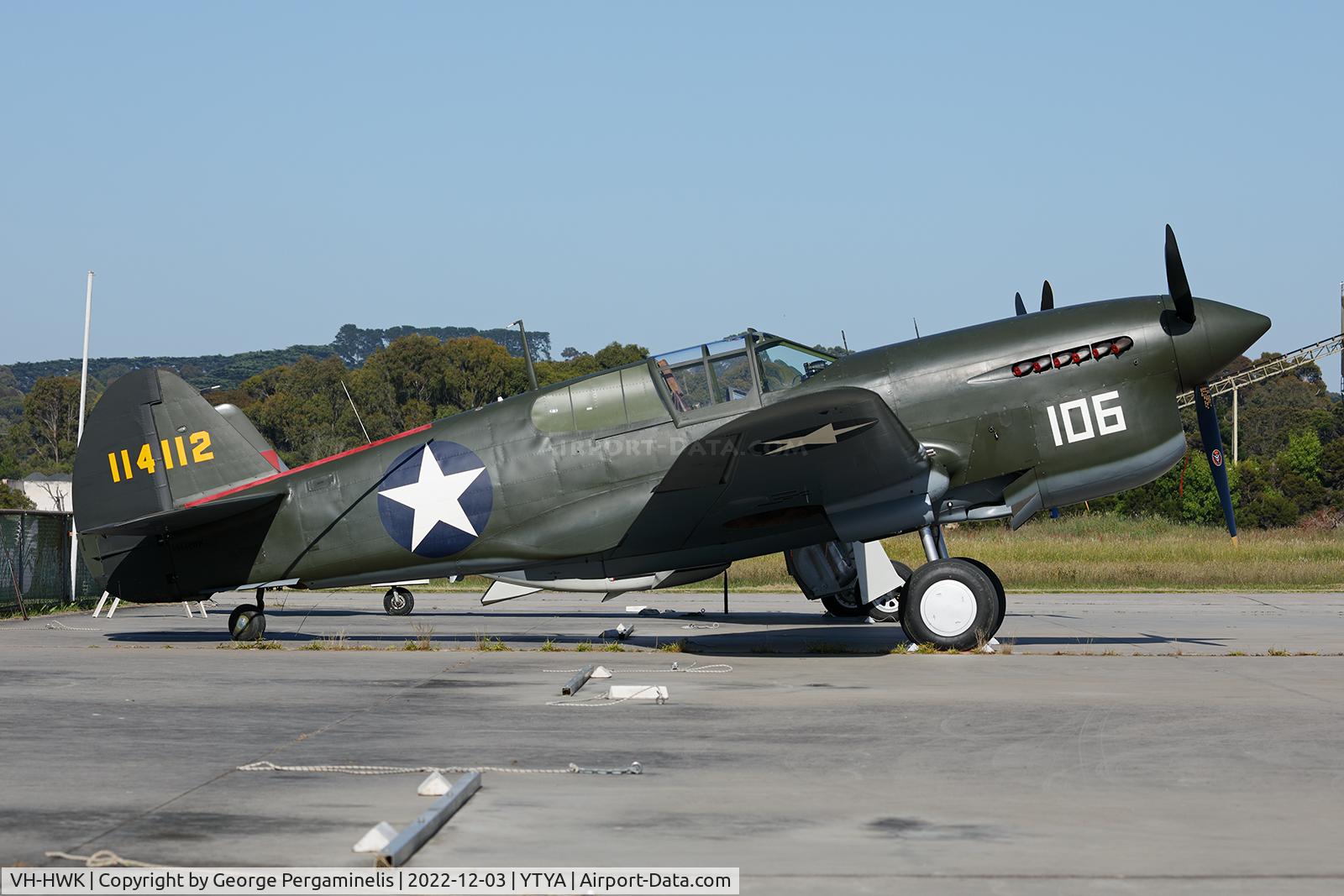 VH-HWK, 1941 Curtiss P-40F Warhawk C/N 41-14112, Antique Aeroplane Assn of Australia Christmas toy run.