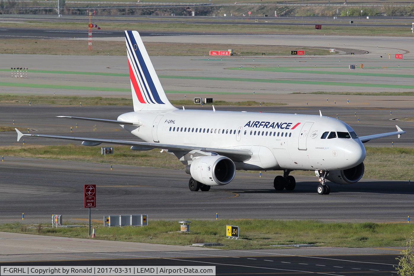 F-GRHL, 2000 Airbus A319-111 C/N 1201, at mad