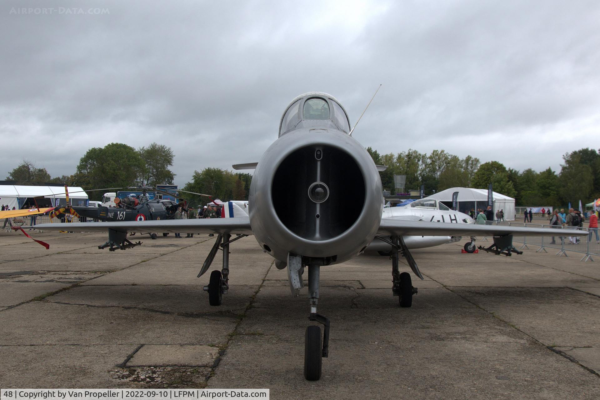 48, Dassault Mystere IVA C/N 48, Dassault MD.454 Mystère IVA frontal view, Melun Villaroche airport, France, 2022
