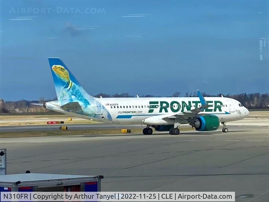 N310FR, 2017 Airbus A320-251N C/N 7600, Taxiing to takeoff at CLE