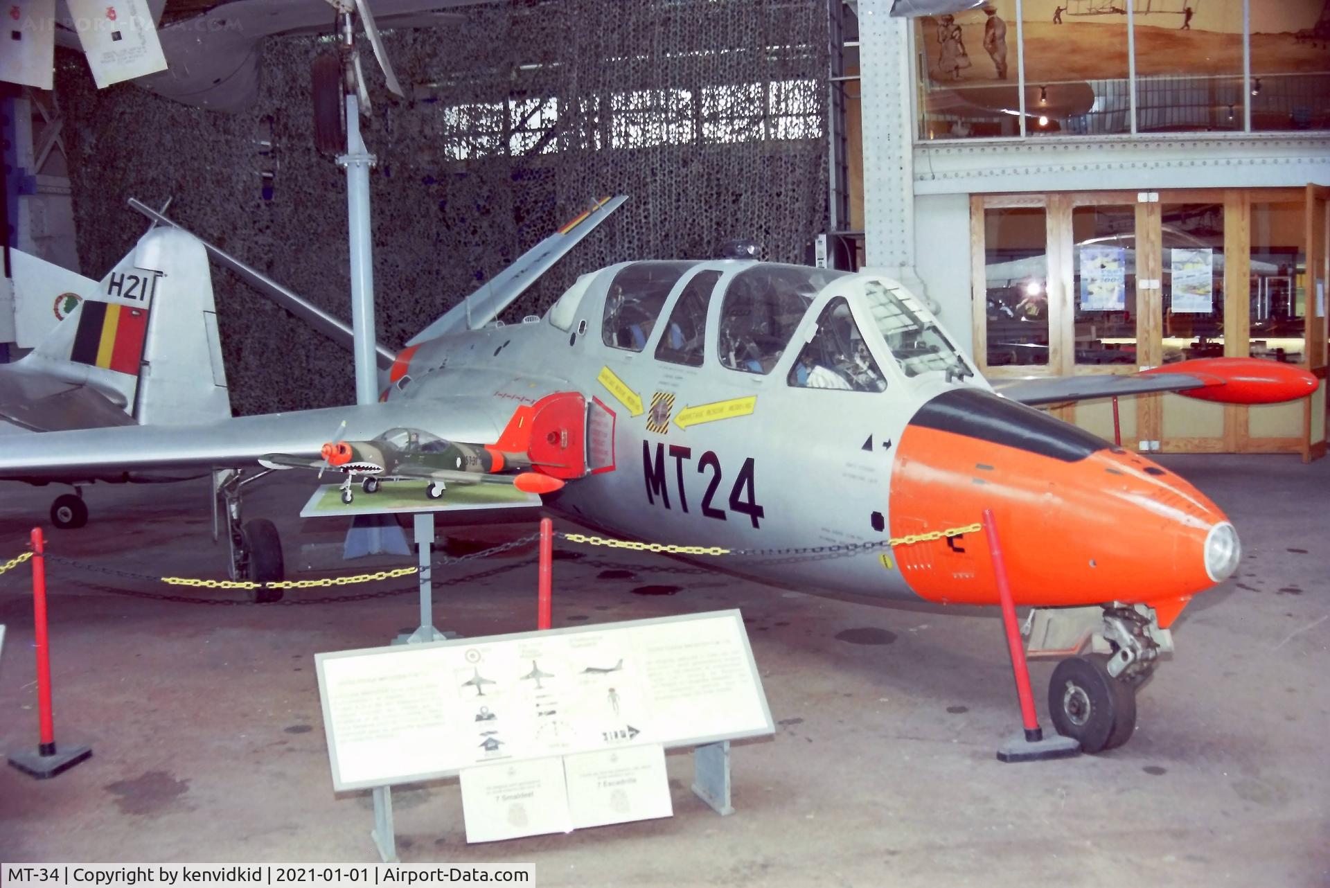 MT-34, Fouga CM-170R Magister C/N 291, At the Brussels Aviation Museum in 2000.
