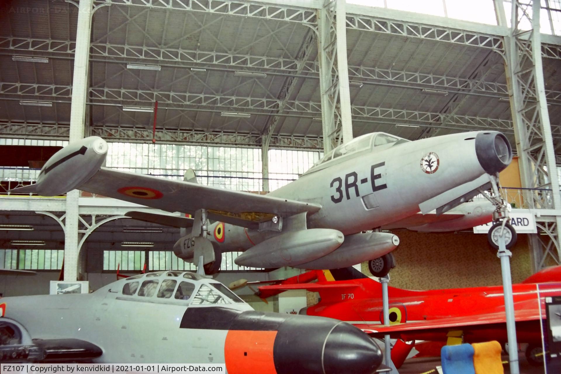 FZ107, 1951 Republic F-84G Thunderjet C/N 2442-1120B, At the Brussels Aviation Museum in 2000.