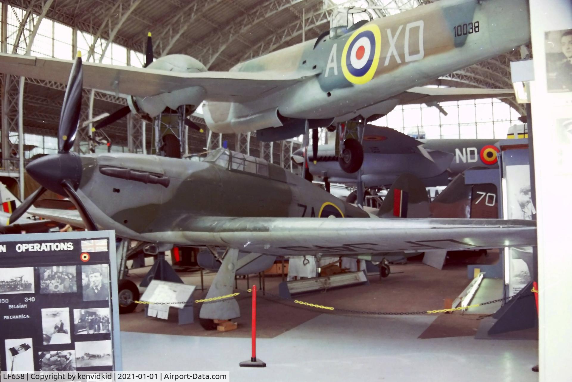 LF658, 1941 Hawker Hurricane IIC C/N 41H/469585, At the Brussels Aviation Museum in 2000.