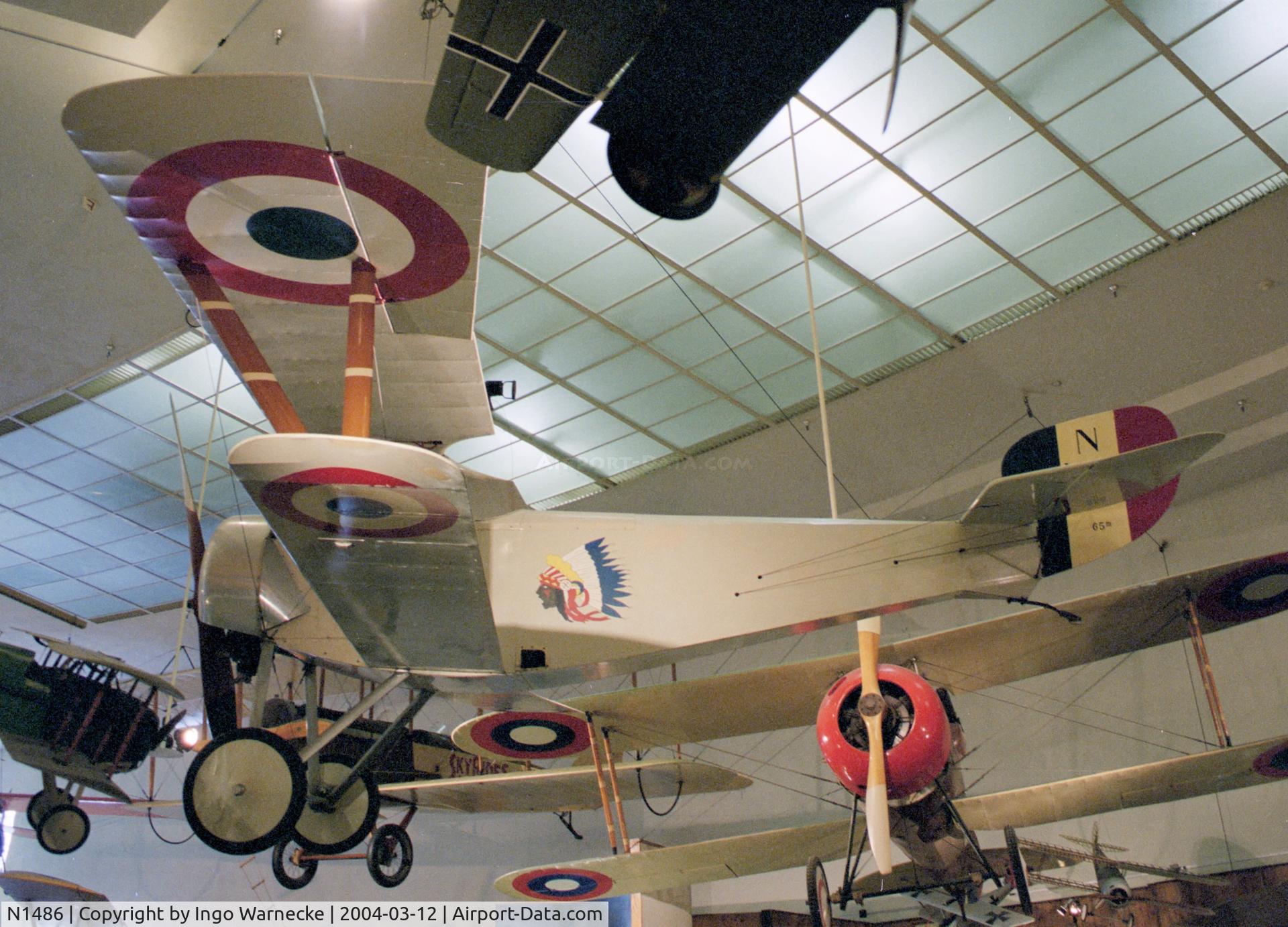 N1486, Nieuport 11 Replica C/N 102, Addems-Pfeifer NIEUPORT 11 replica at the San Diego Air and Space Museum, San Diego CA