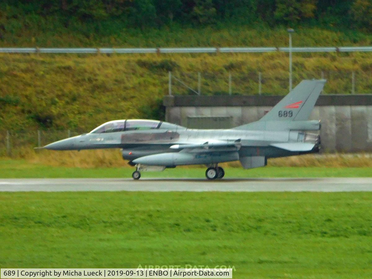 689, 1980 General Dynamics (Fokker) F-16B Fighting Falcon C/N 6L-8, At Bodø