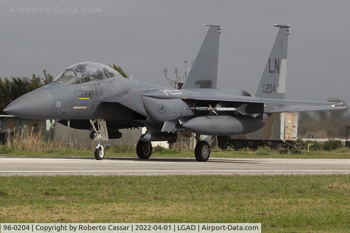 96-0204, 1996 McDonnell Douglas F-15E Strike Eagle C/N 1341/E214, Exercise Iniochos 2022