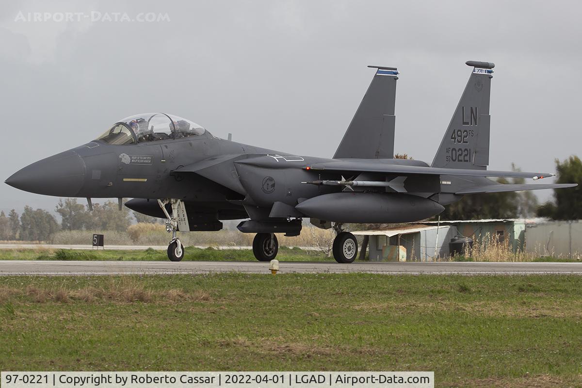 97-0221, 1997 McDonnell Douglas F-15E Strike Eagle C/N 1359/E220, Exercise Iniochos 2022