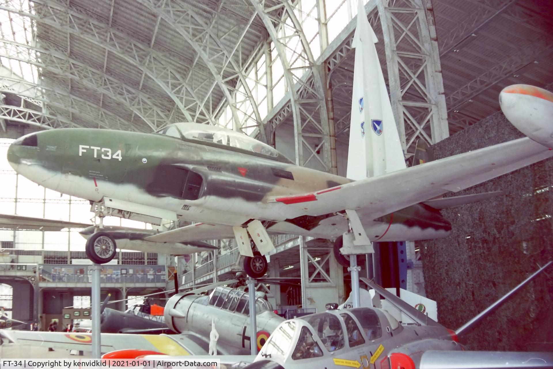 FT-34, 1955 Lockheed T-33A Shooting Star C/N 580-9584, At the Brussels Aviation Museum in 2000.