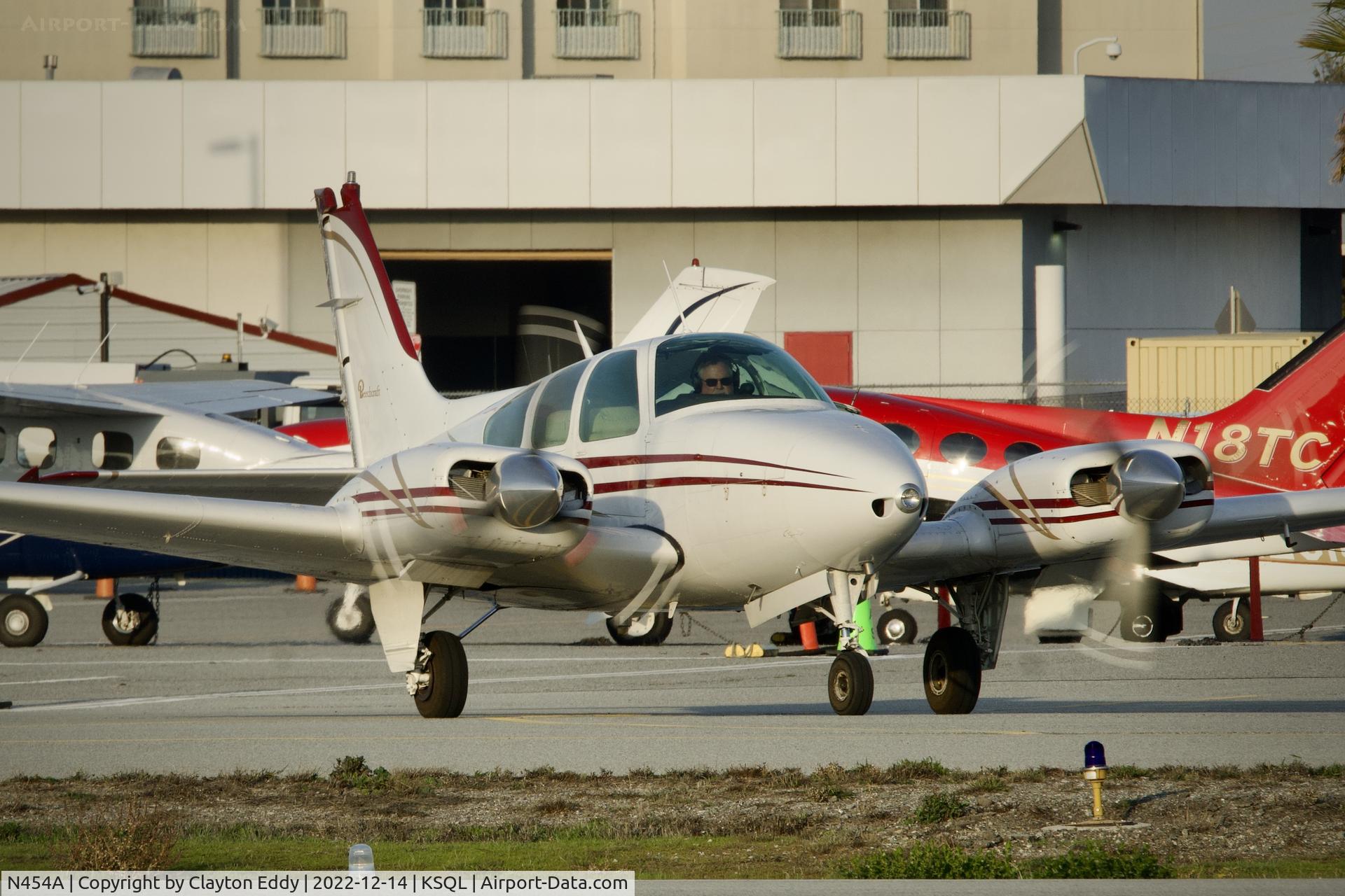 N454A, 1963 Beech 95-B55 (T42A) Baron C/N TC-533, San Carlos Airport in California 2022.