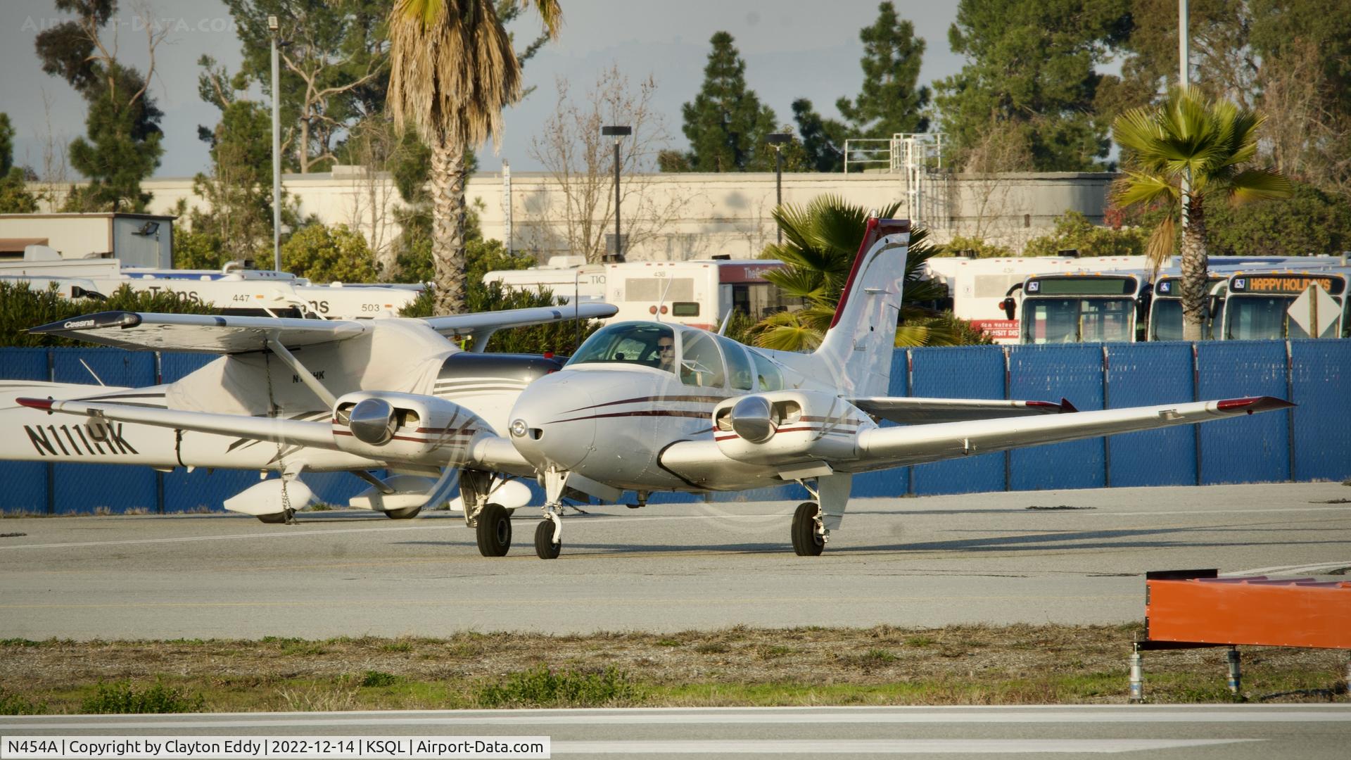 N454A, 1963 Beech 95-B55 (T42A) Baron C/N TC-533, San Carlos Airport in California 2022.