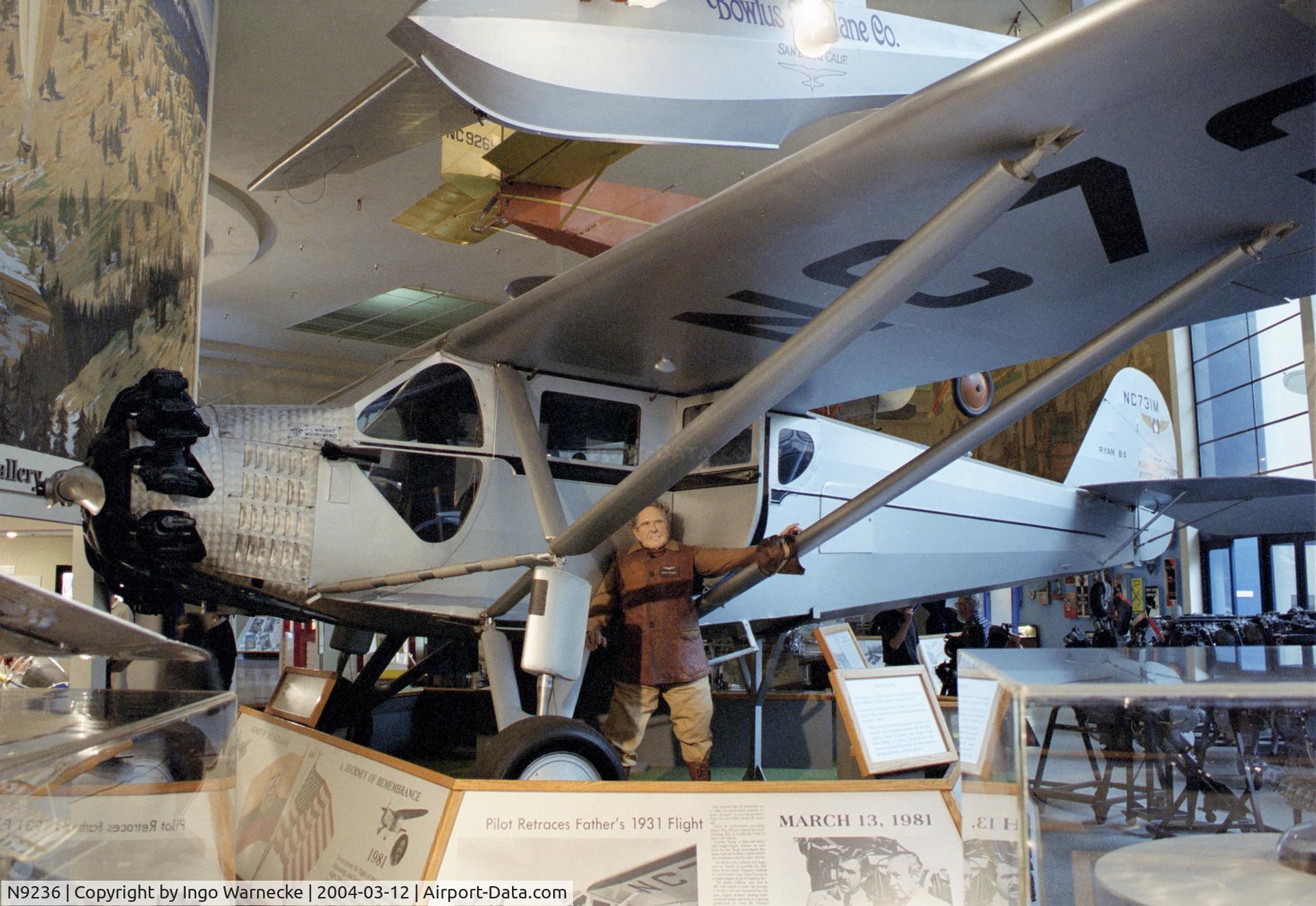 N9236, 1929 Ryan Aircraft B-5 C/N 194, Ryan B-5 Brougham (displayed representing NC731M) at the San Diego Air and Space Museum, San Diego CA