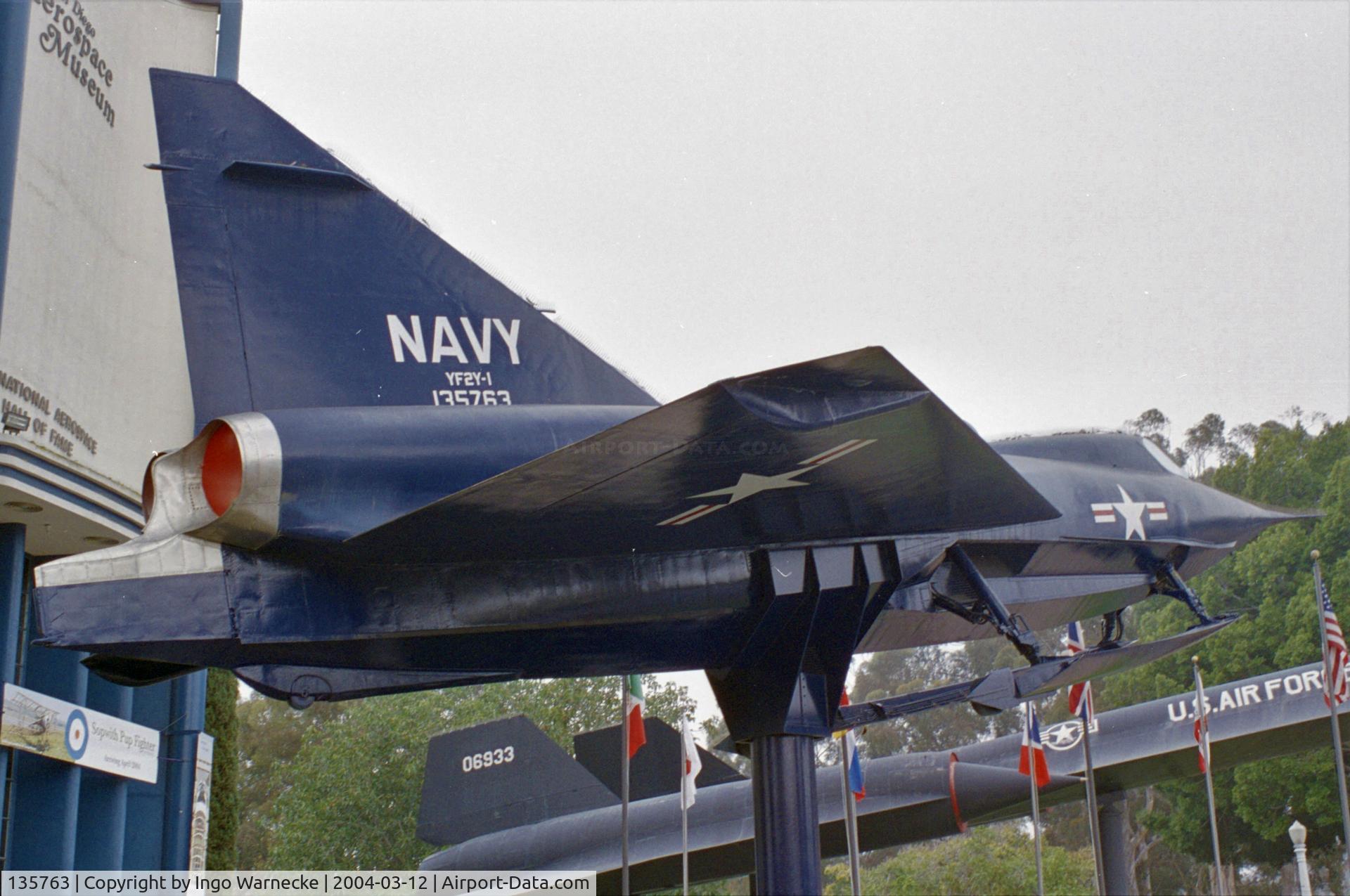 135763, 1955 Convair YF2Y-1 Sea Dart C/N Not found 135763, Convair YF2Y-1 Sea Dart at the San Diego Air and Space Museum, San Diego CA