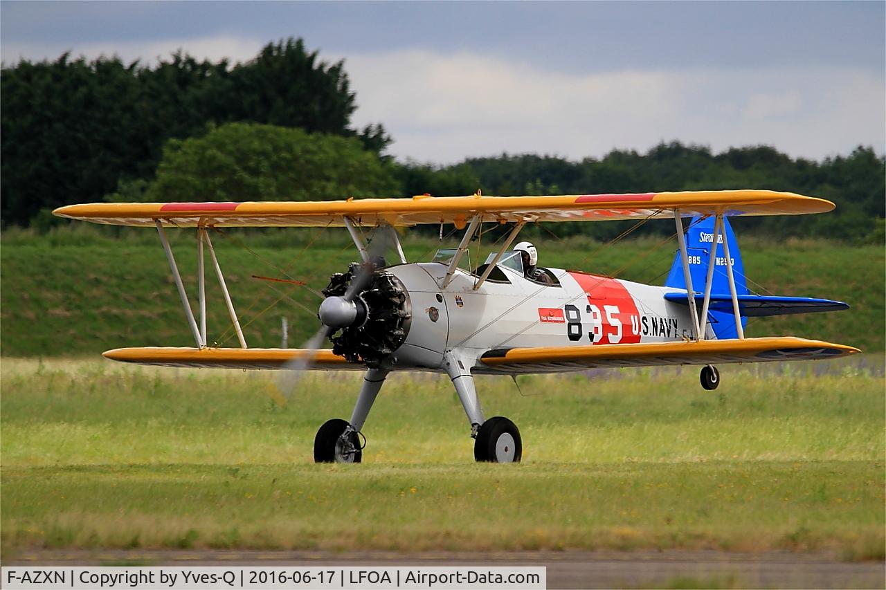 F-AZXN, 1942 Boeing A75N1 (PT-17) C/N 75-3885, Boeing A75N1 (PT-17), Taking off, Avord Air Base 702 (LFOA) Open day 2016